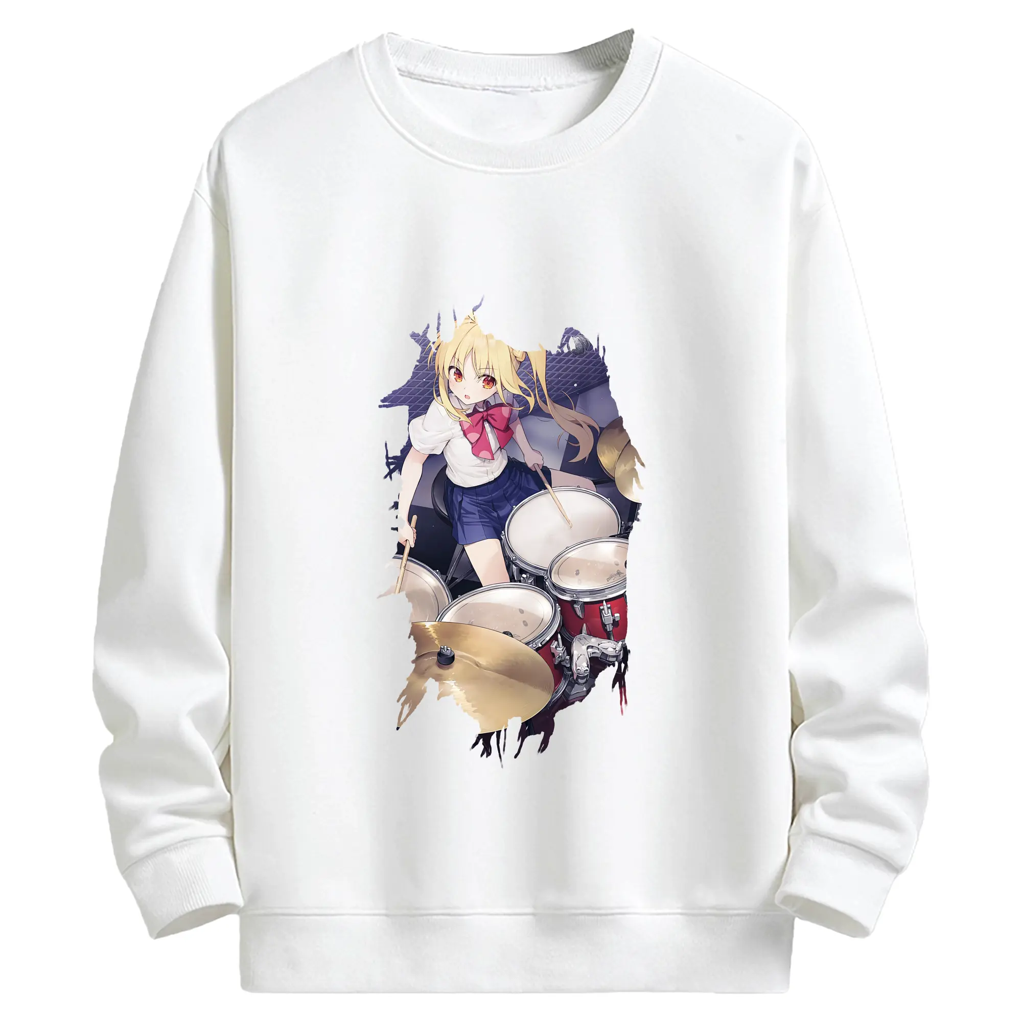 ぼっちざろっく！ グッズ,伊地知虹夏 - キッズ クルーネックスウェットシャツ ・ フロントプリント ・ 綿80％ ポリエステル20％ ・ 快適 通学 スポーツ 日常使い お散歩用