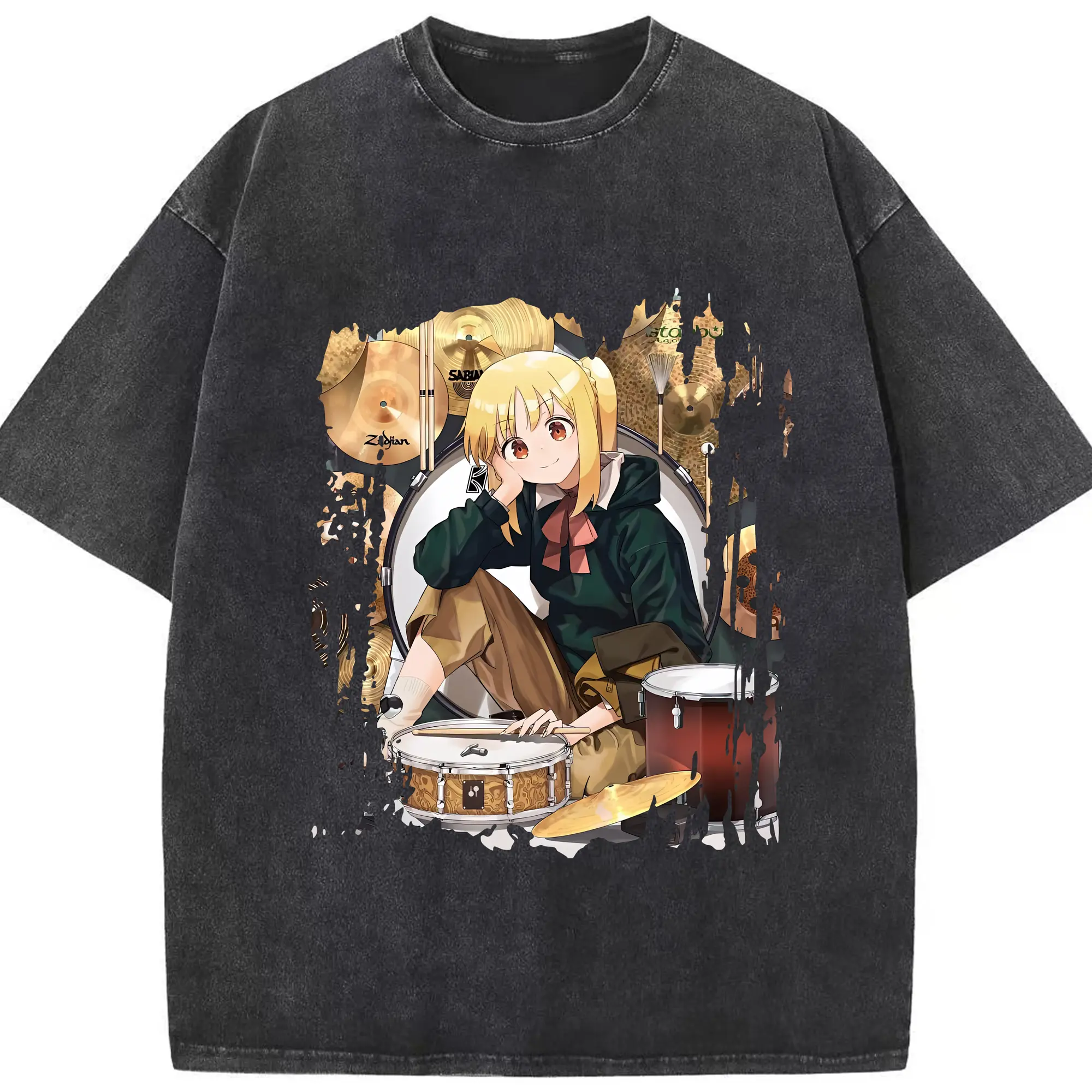 ぼっちざろっく！ グッズ,伊地知虹夏 - 綿100％ ヴィンテージ風 半袖Tシャツ ・ フロントプリント ・ 柔らか肌触り ・ 通気性 快適 ・ スポーツ カジュアル 外出用