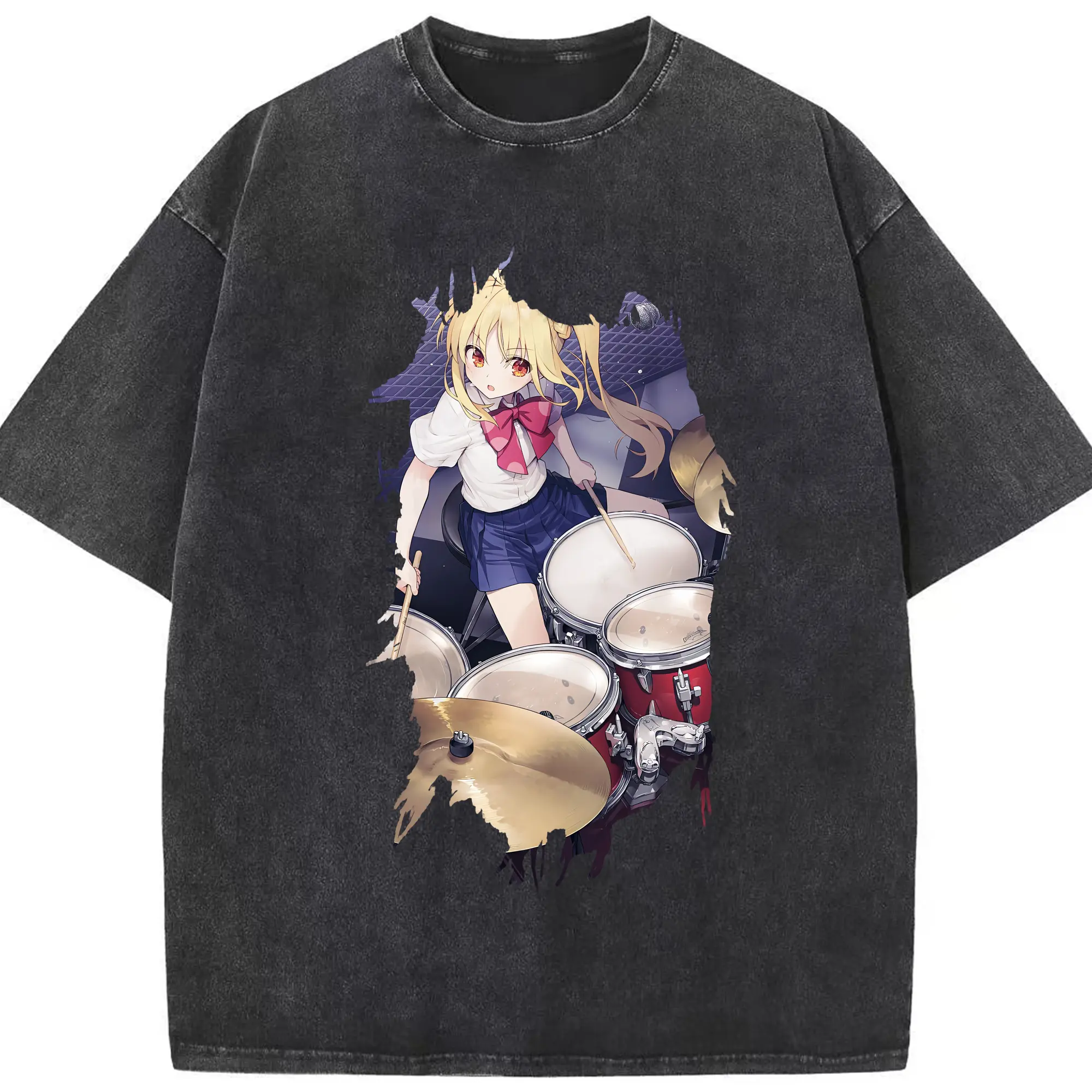 ぼっちざろっく！ グッズ,伊地知虹夏 - 綿100％ ヴィンテージ風 半袖Tシャツ ・ フロントプリント ・ 柔らか肌触り ・ 通気性 快適 ・ スポーツ カジュアル 外出用