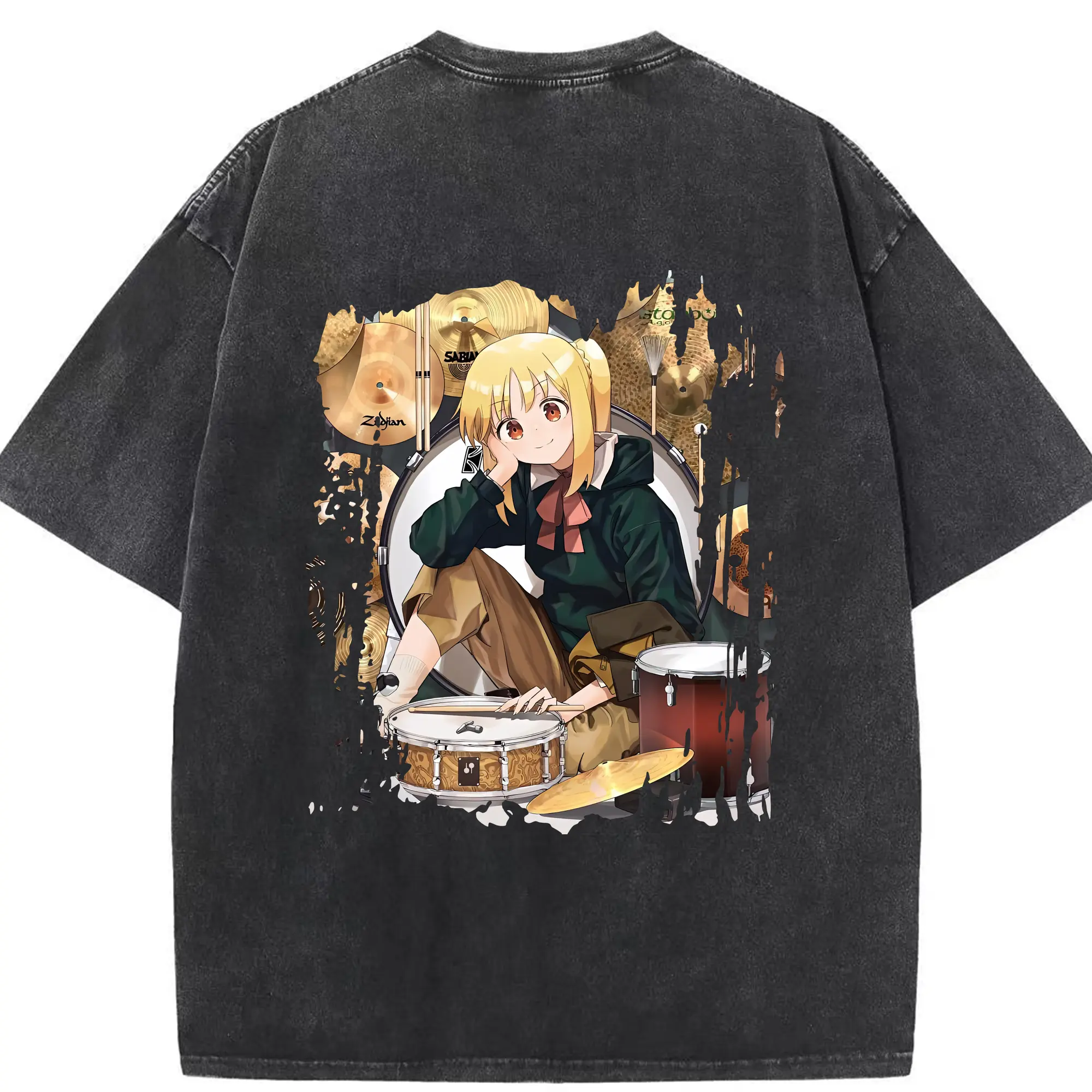 ぼっちざろっく！ グッズ,伊地知虹夏 - 綿100％ ヴィンテージ風 半袖Tシャツ ・ 背面プリント ・ 柔らか肌触り ・ 通気性 快適 ・ スポーツ カジュアル 外出用