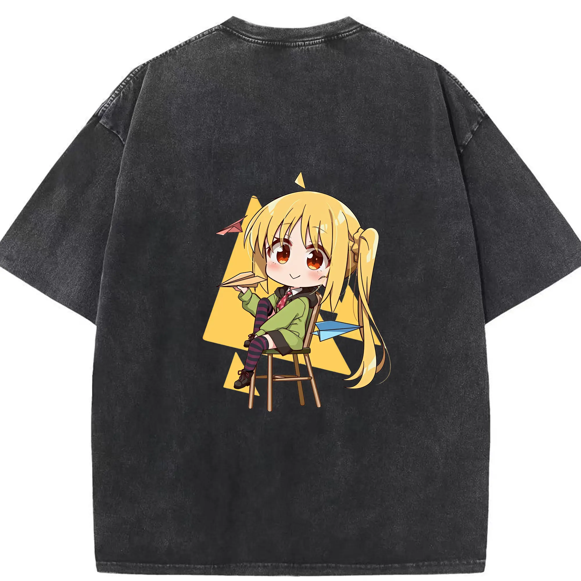 ぼっちざろっく！ グッズ,伊地知虹夏 - 綿100％ ヴィンテージ風 半袖Tシャツ ・ 背面プリント ・ 柔らか肌触り ・ 通気性 快適 ・ スポーツ カジュアル 外出用