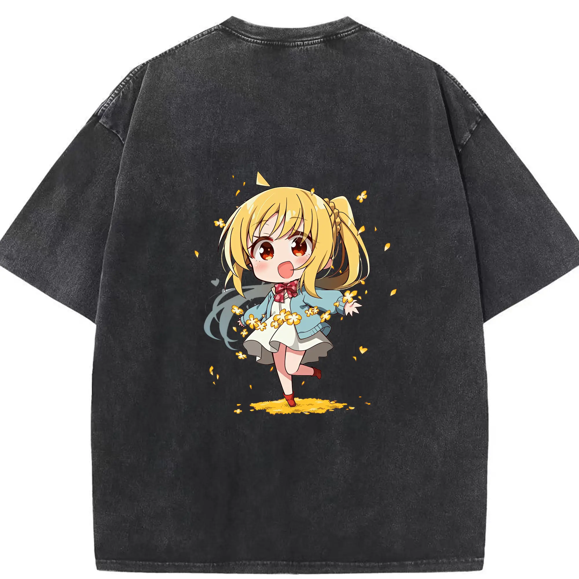 ぼっちざろっく！ グッズ,伊地知虹夏 - 綿100％ ヴィンテージ風 半袖Tシャツ ・ 背面プリント ・ 柔らか肌触り ・ 通気性 快適 ・ スポーツ カジュアル 外出用