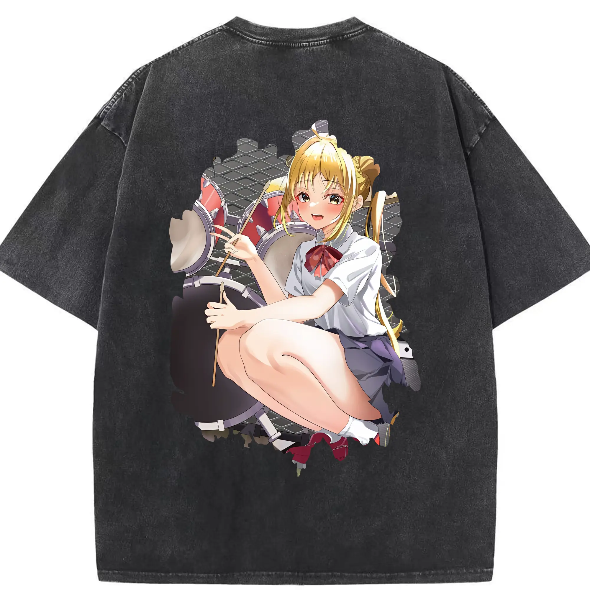 ぼっちざろっく！ グッズ,伊地知虹夏 - 綿100％ ヴィンテージ風 半袖Tシャツ ・ 背面プリント ・ 柔らか肌触り ・ 通気性 快適 ・ スポーツ カジュアル 外出用