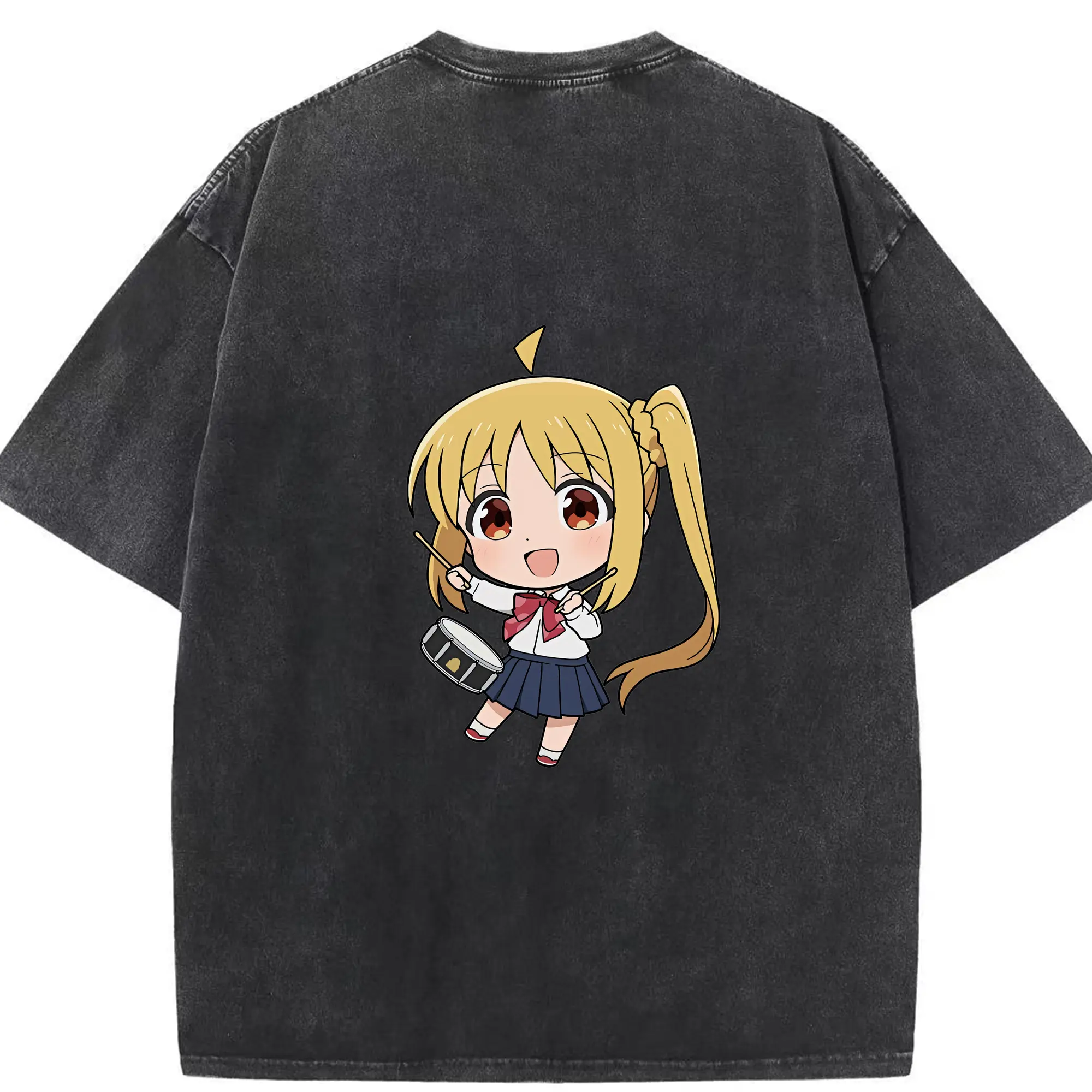 ぼっちざろっく！ グッズ,伊地知虹夏 - 綿100％ ヴィンテージ風 半袖Tシャツ ・ 背面プリント ・ 柔らか肌触り ・ 通気性 快適 ・ スポーツ カジュアル 外出用