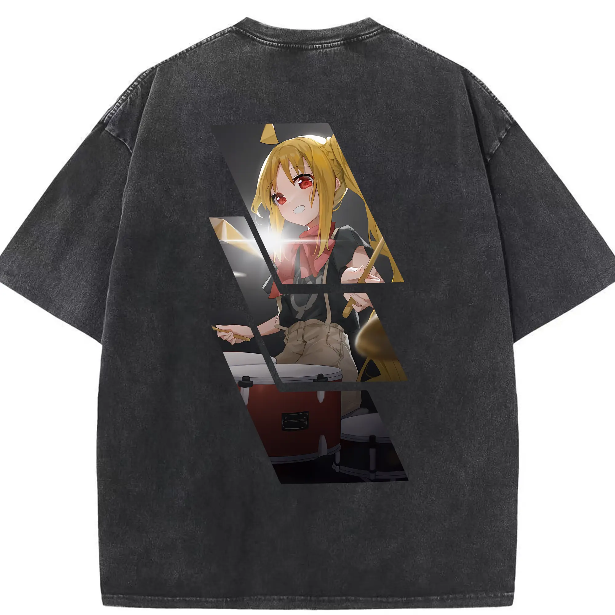 ぼっちざろっく！ グッズ,伊地知虹夏 - 綿100％ ヴィンテージ風 半袖Tシャツ ・ 背面プリント ・ 柔らか肌触り ・ 通気性 快適 ・ スポーツ カジュアル 外出用