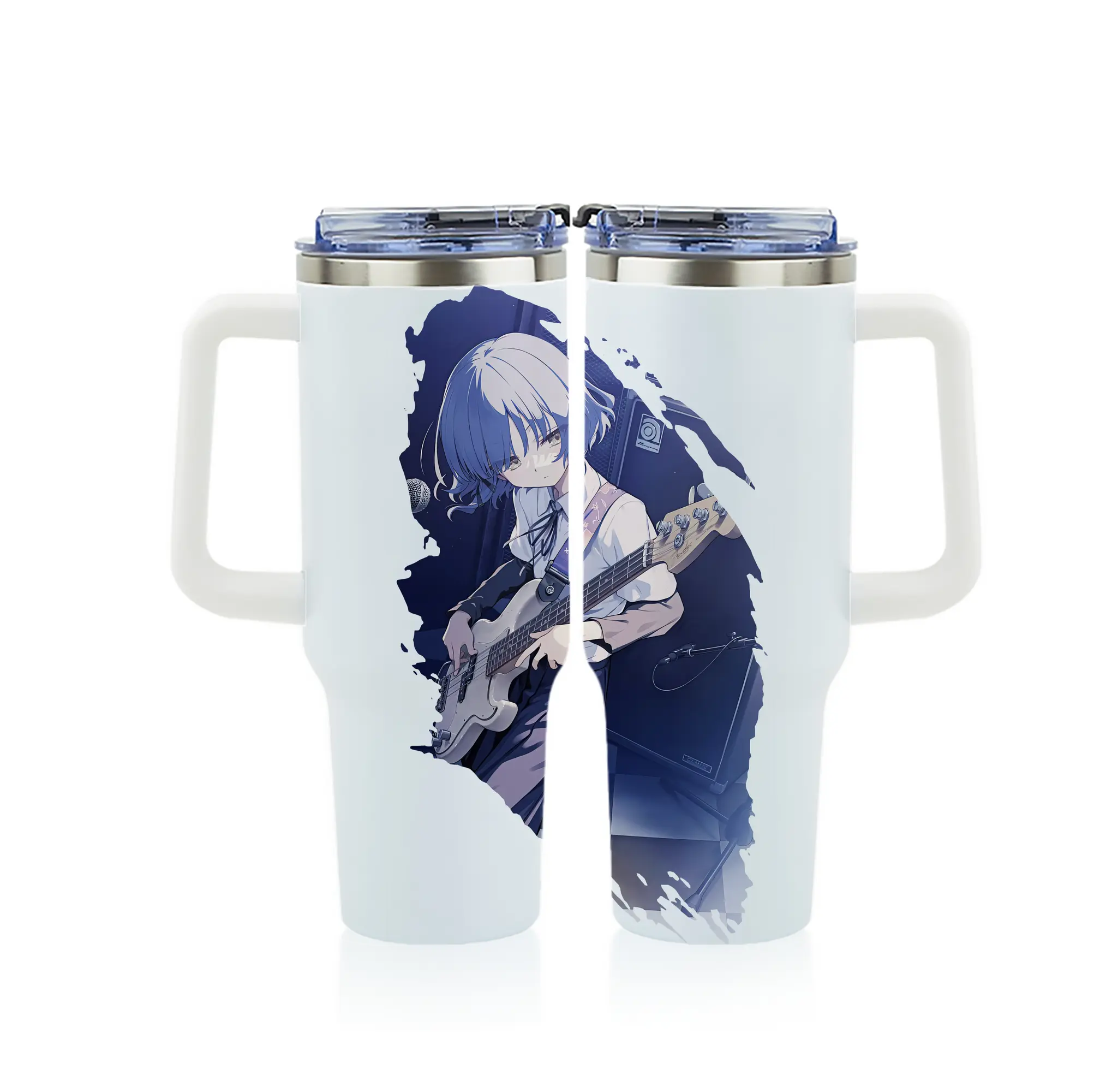 ぼっちざろっく！ グッズ,山田リョウ - 1200mL フルプリント車用タンブラー ・ 304ステンレス 内側 ・ 201ステンレス 外側 ・ 保温 保冷 ・ 通勤 ドライブ アウトドア用