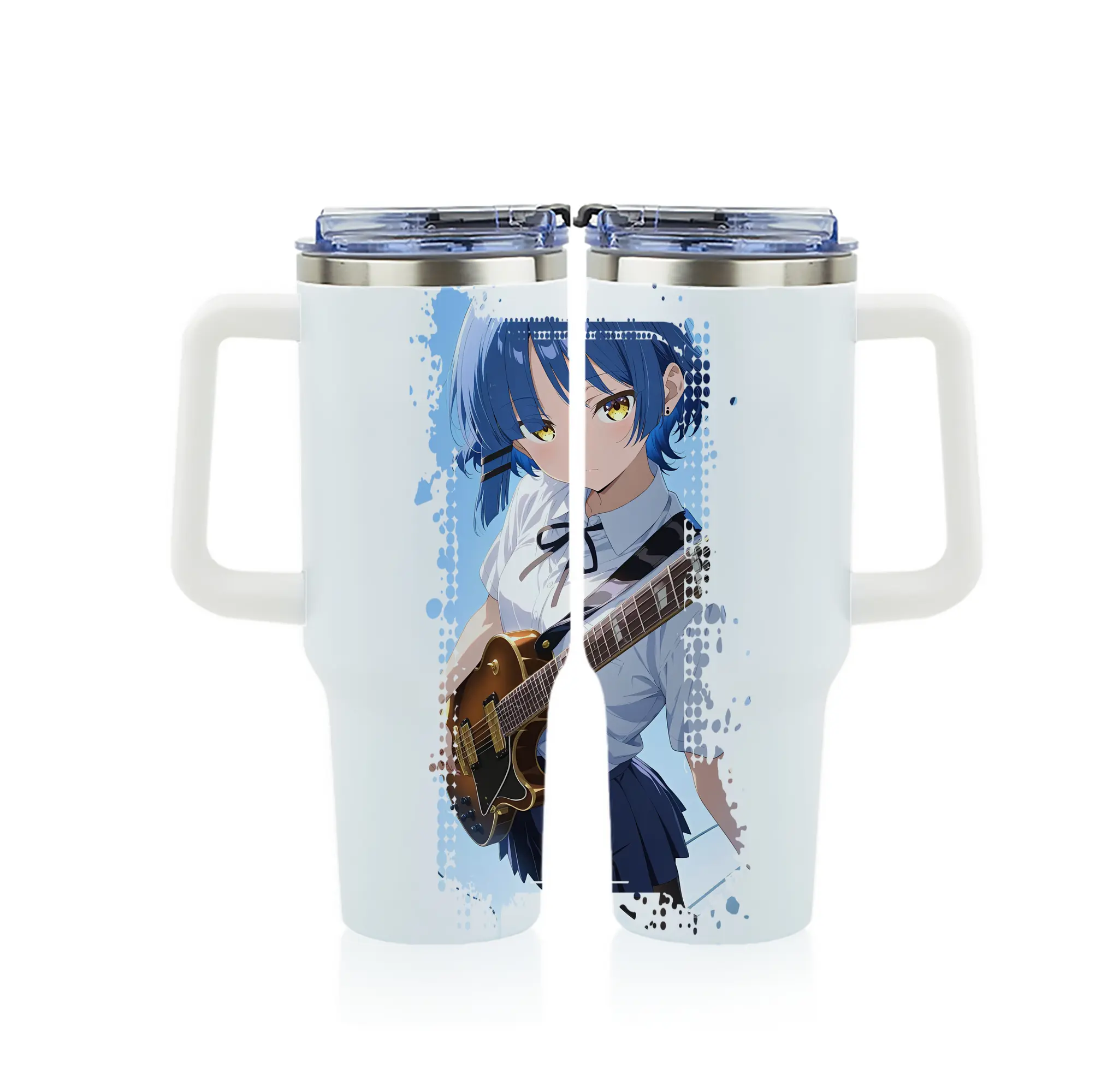 ぼっちざろっく！ グッズ,山田リョウ - 1200mL フルプリント車用タンブラー ・ 304ステンレス 内側 ・ 201ステンレス 外側 ・ 保温 保冷 ・ 通勤 ドライブ アウトドア用