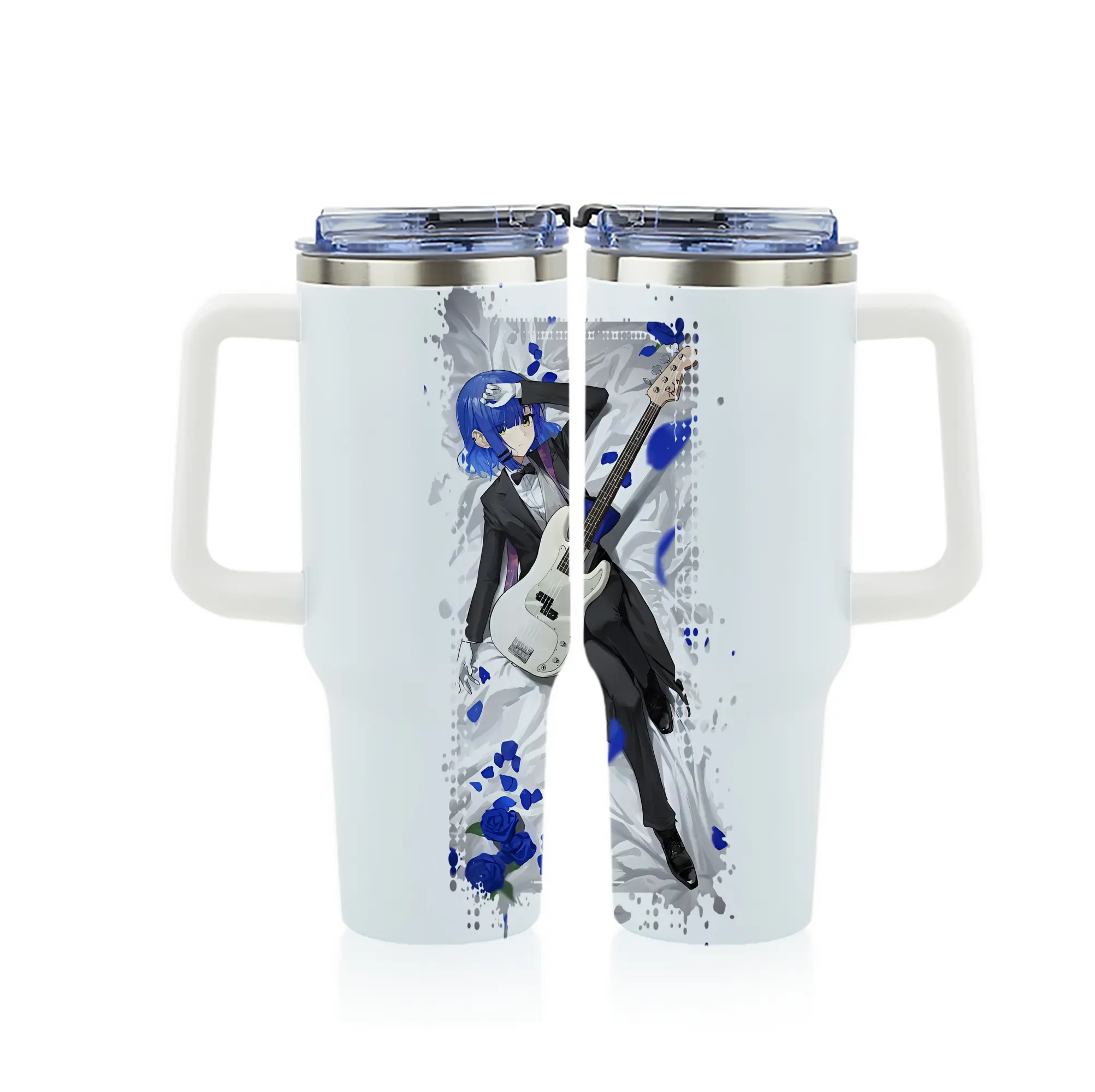 ぼっちざろっく！ グッズ,山田リョウ - 1200mL フルプリント車用タンブラー ・ 304ステンレス 内側 ・ 201ステンレス 外側 ・ 保温 保冷 ・ 通勤 ドライブ アウトドア用