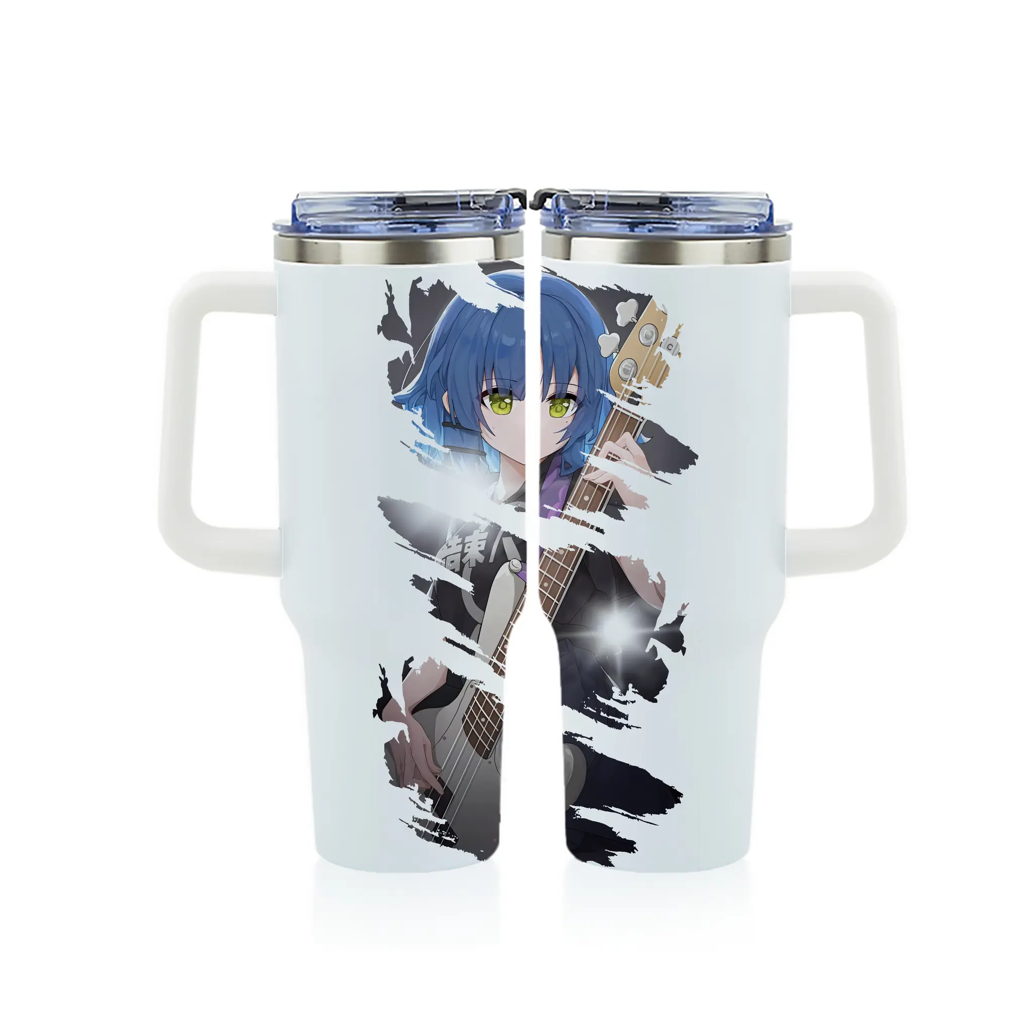 ぼっちざろっく！ グッズ,山田リョウ - 1200mL フルプリント車用タンブラー ・ 304ステンレス 内側 ・ 201ステンレス 外側 ・ 保温 保冷 ・ 通勤 ドライブ アウトドア用