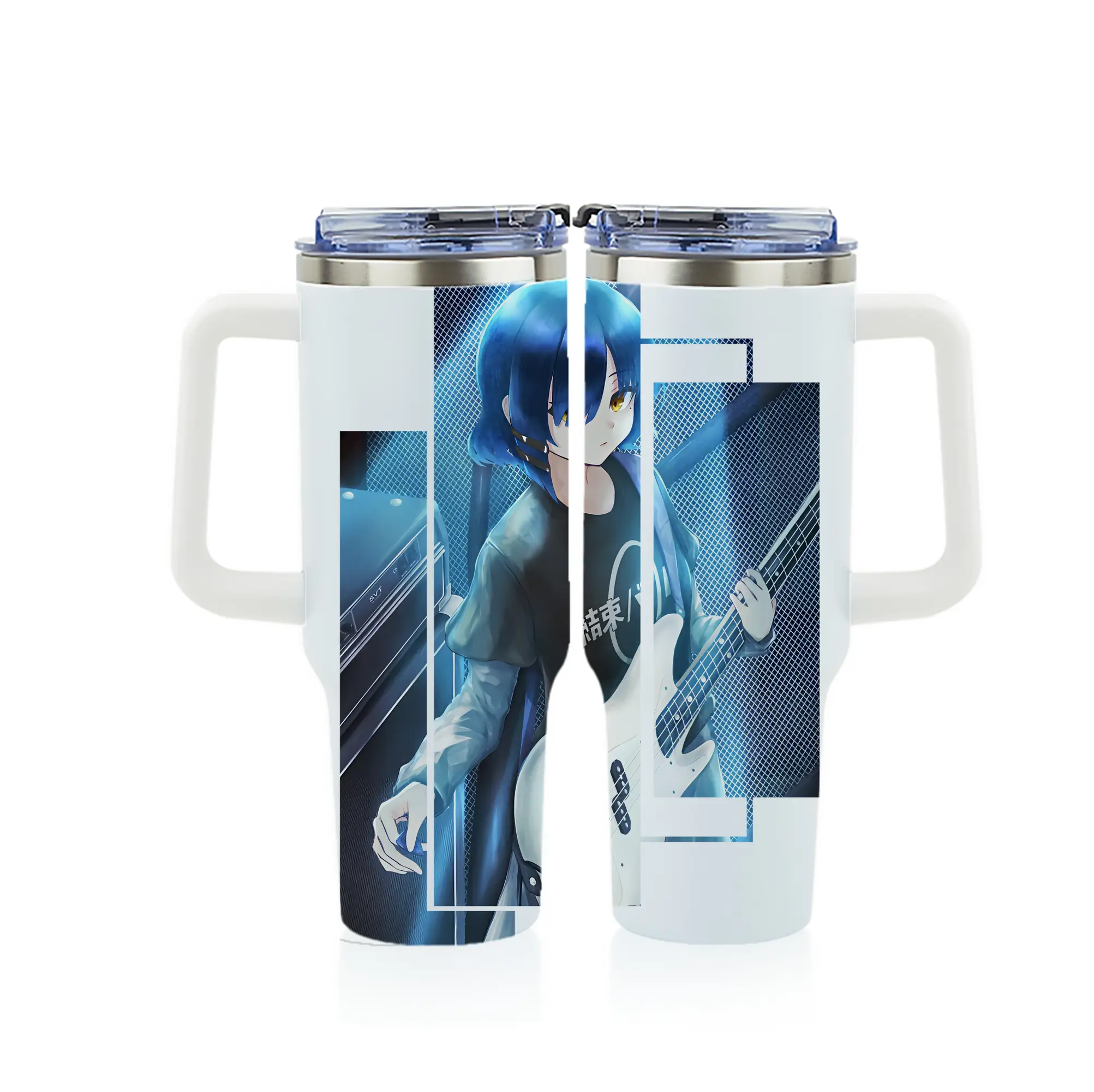 ぼっちざろっく！ グッズ,山田リョウ - 1200mL フルプリント車用タンブラー ・ 304ステンレス 内側 ・ 201ステンレス 外側 ・ 保温 保冷 ・ 通勤 ドライブ アウトドア用