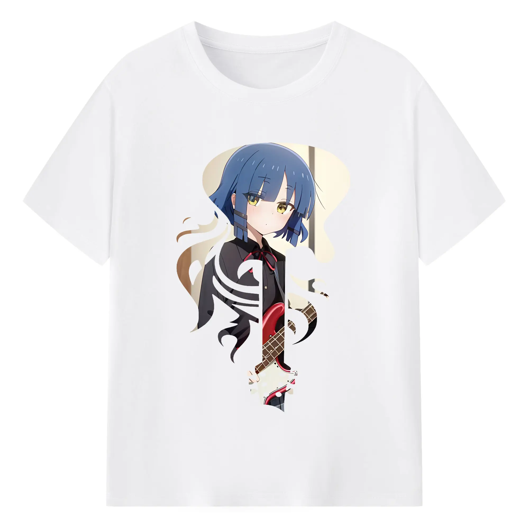 ぼっちざろっく！ グッズ,山田リョウ - 綿100％ 半袖Tシャツ ・ フロントプリント ・ 快適 通気性 ・ 日常使い 散歩 スポーツ用