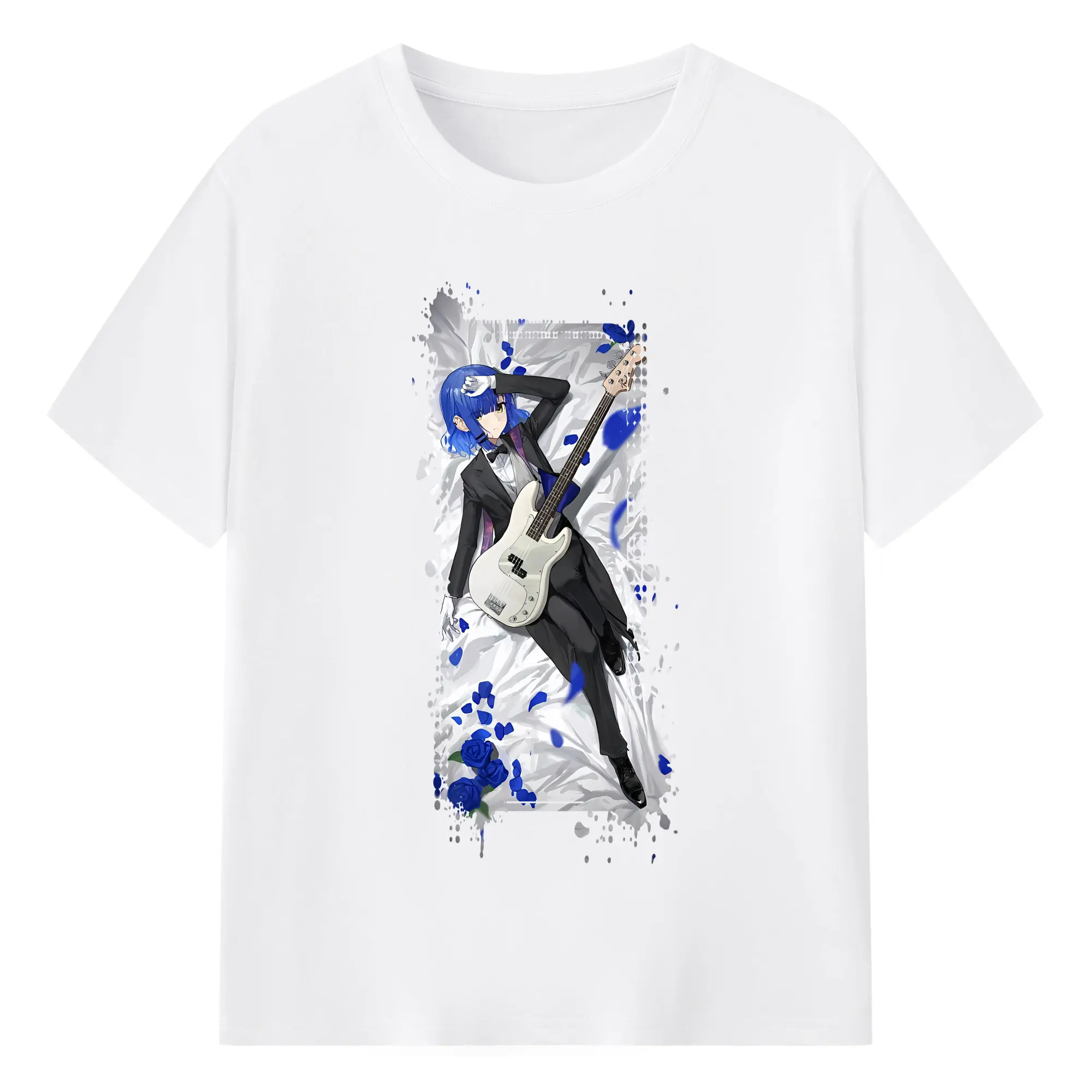 ぼっちざろっく！ グッズ,山田リョウ - 綿100％ 半袖Tシャツ ・ フロントプリント ・ 快適 通気性 ・ 日常使い 散歩 スポーツ用