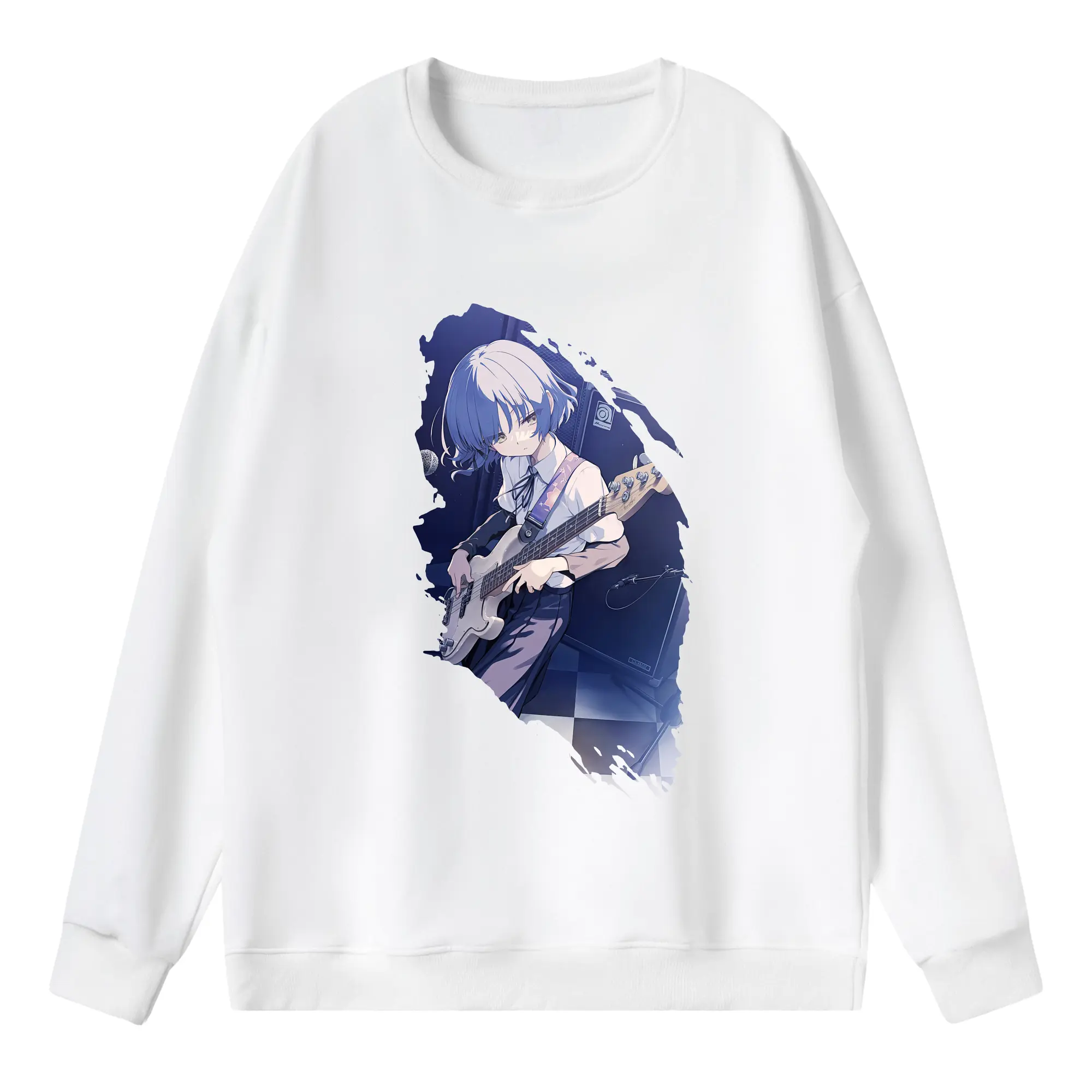 ぼっちざろっく！ グッズ,山田リョウ - 薄手 クルーネック スウェット 裏毛260g · ポリエステル 春秋向け カジュアル 男女兼用 · トレーナー デイリー スポーツ 散歩に最適