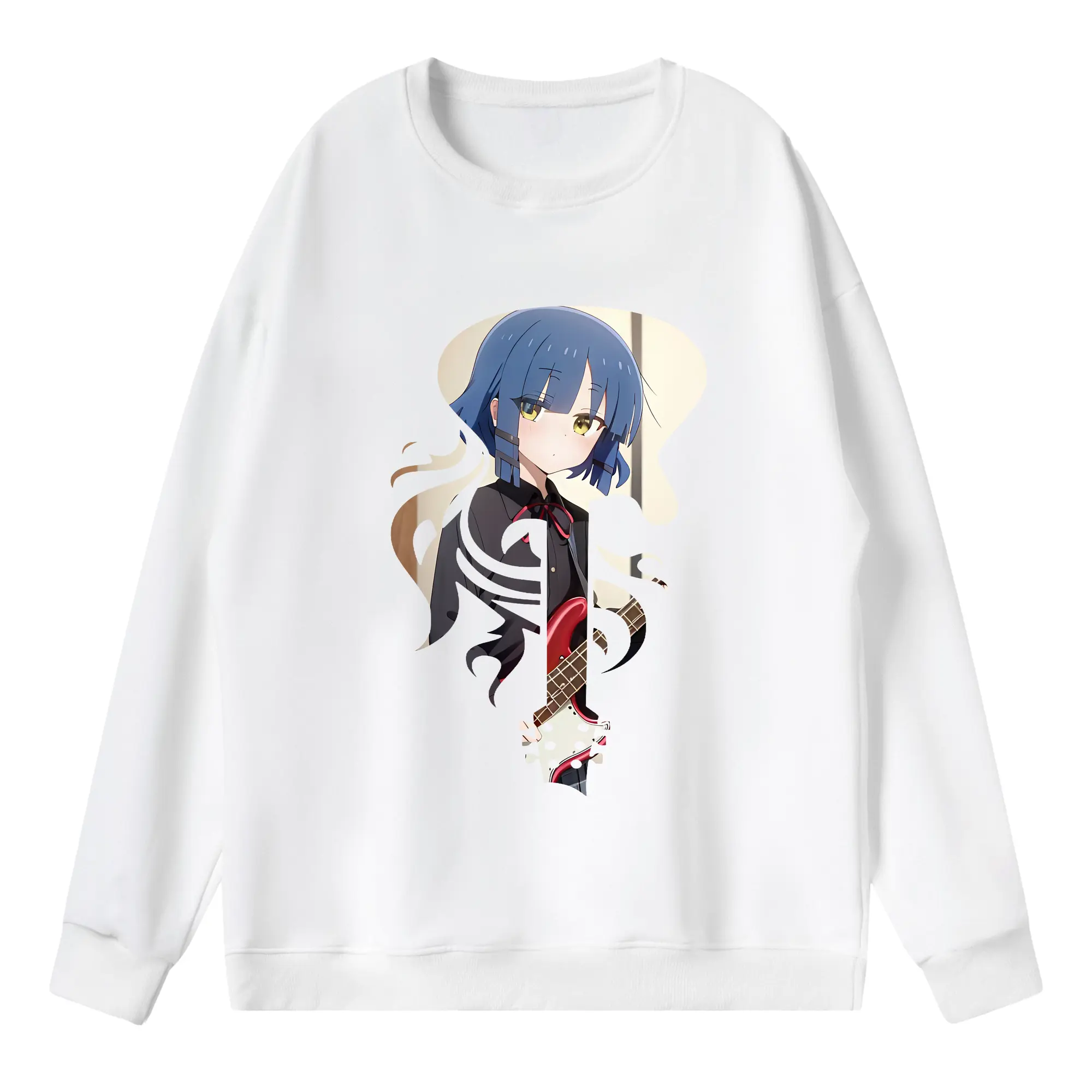 ぼっちざろっく！ グッズ,山田リョウ - 薄手 クルーネック スウェット 裏毛260g · ポリエステル 春秋向け カジュアル 男女兼用 · トレーナー デイリー スポーツ 散歩に最適