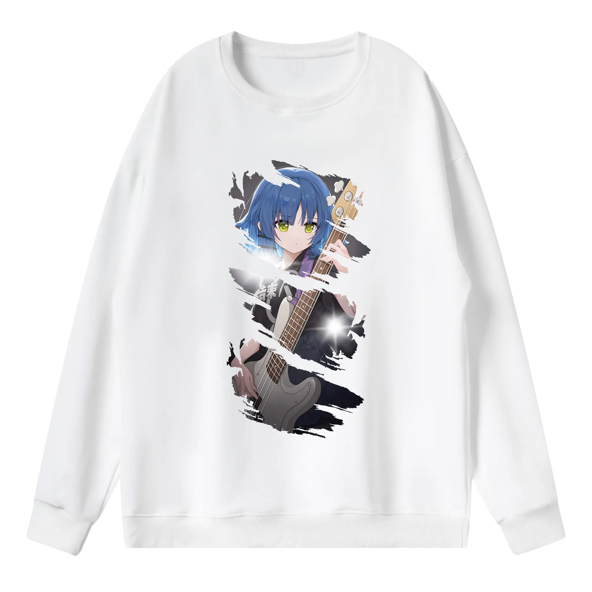 ぼっちざろっく！ グッズ,山田リョウ - 薄手 クルーネック スウェット 裏毛260g · ポリエステル 春秋向け カジュアル 男女兼用 · トレーナー デイリー スポーツ 散歩に最適