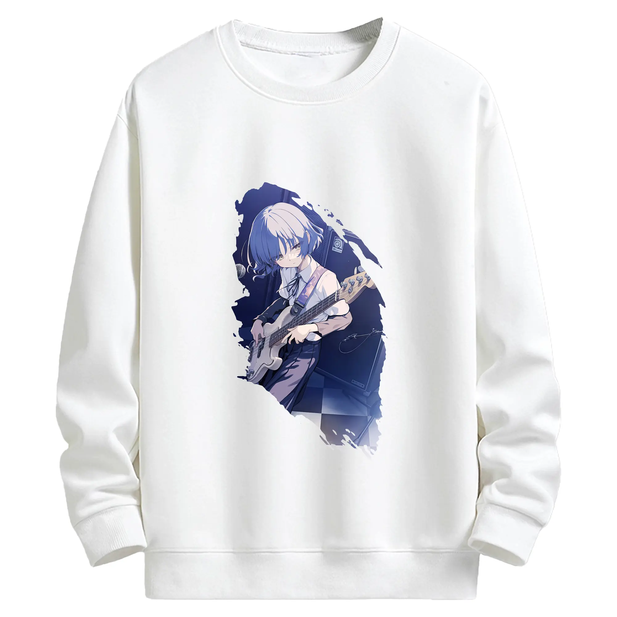 ぼっちざろっく！ グッズ,山田リョウ - キッズ クルーネックスウェットシャツ ・ フロントプリント ・ 綿80％ ポリエステル20％ ・ 快適 通学 スポーツ 日常使い お散歩用