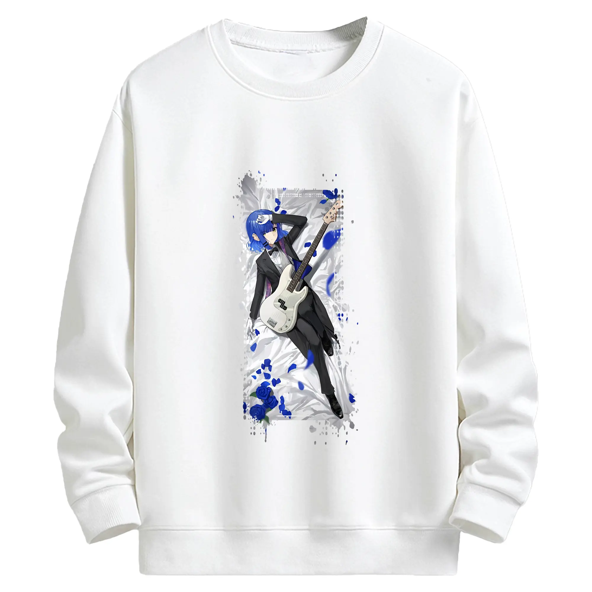 ぼっちざろっく！ グッズ,山田リョウ - キッズ クルーネックスウェットシャツ ・ フロントプリント ・ 綿80％ ポリエステル20％ ・ 快適 通学 スポーツ 日常使い お散歩用