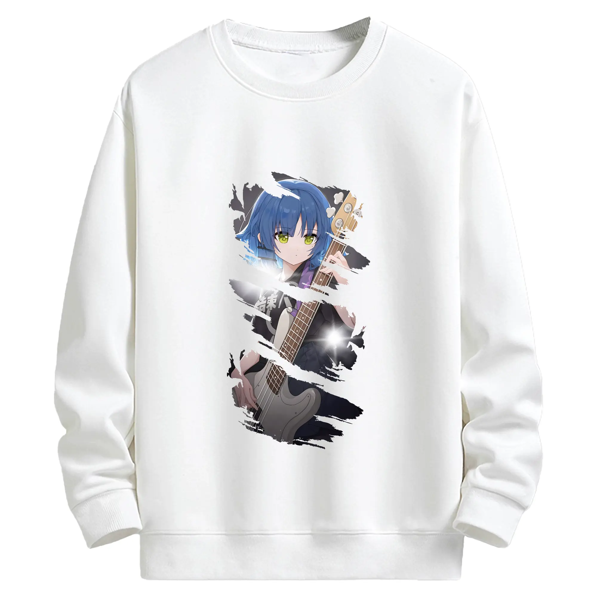 ぼっちざろっく！ グッズ,山田リョウ - キッズ クルーネックスウェットシャツ ・ フロントプリント ・ 綿80％ ポリエステル20％ ・ 快適 通学 スポーツ 日常使い お散歩用