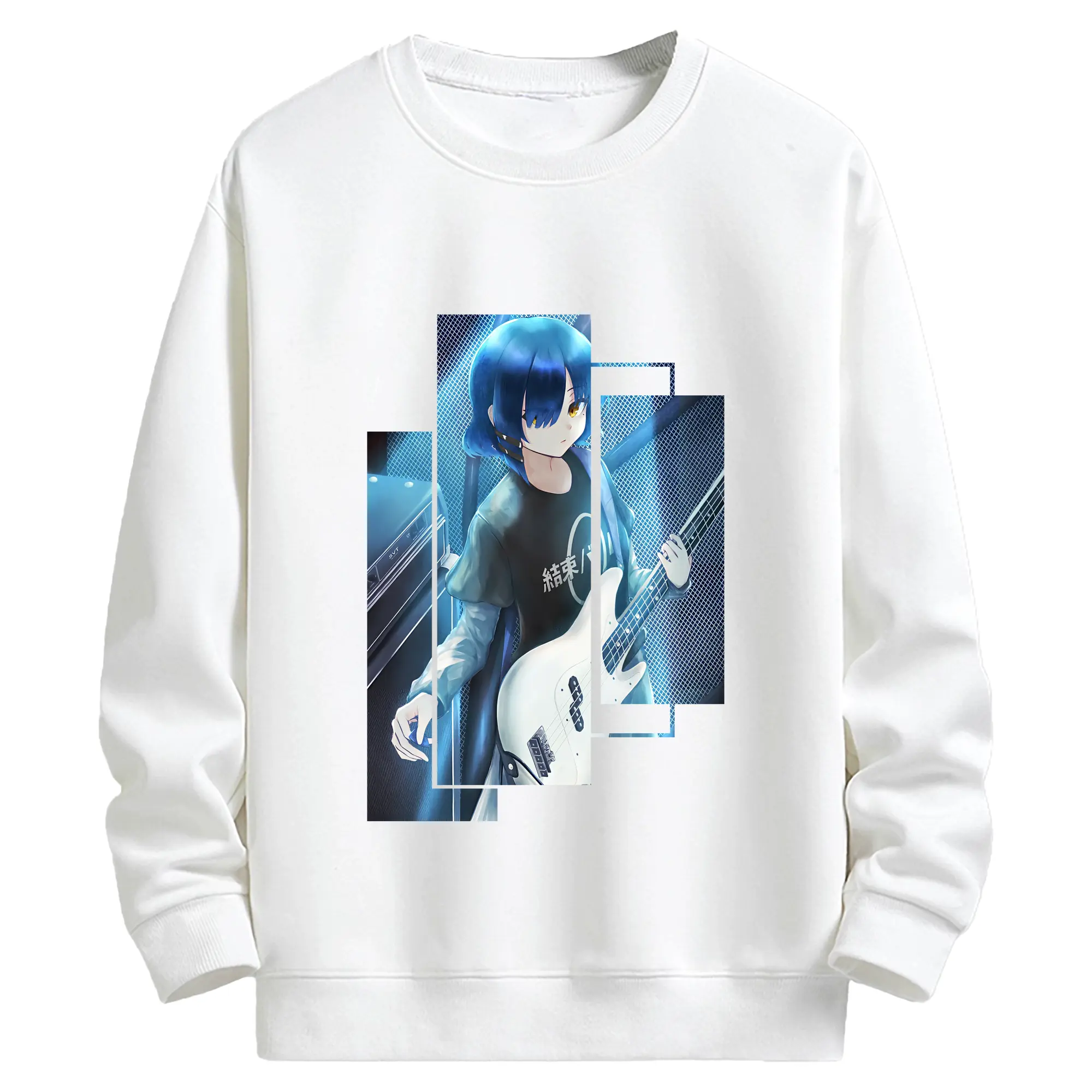 ぼっちざろっく！ グッズ,山田リョウ - キッズ クルーネックスウェットシャツ ・ フロントプリント ・ 綿80％ ポリエステル20％ ・ 快適 通学 スポーツ 日常使い お散歩用