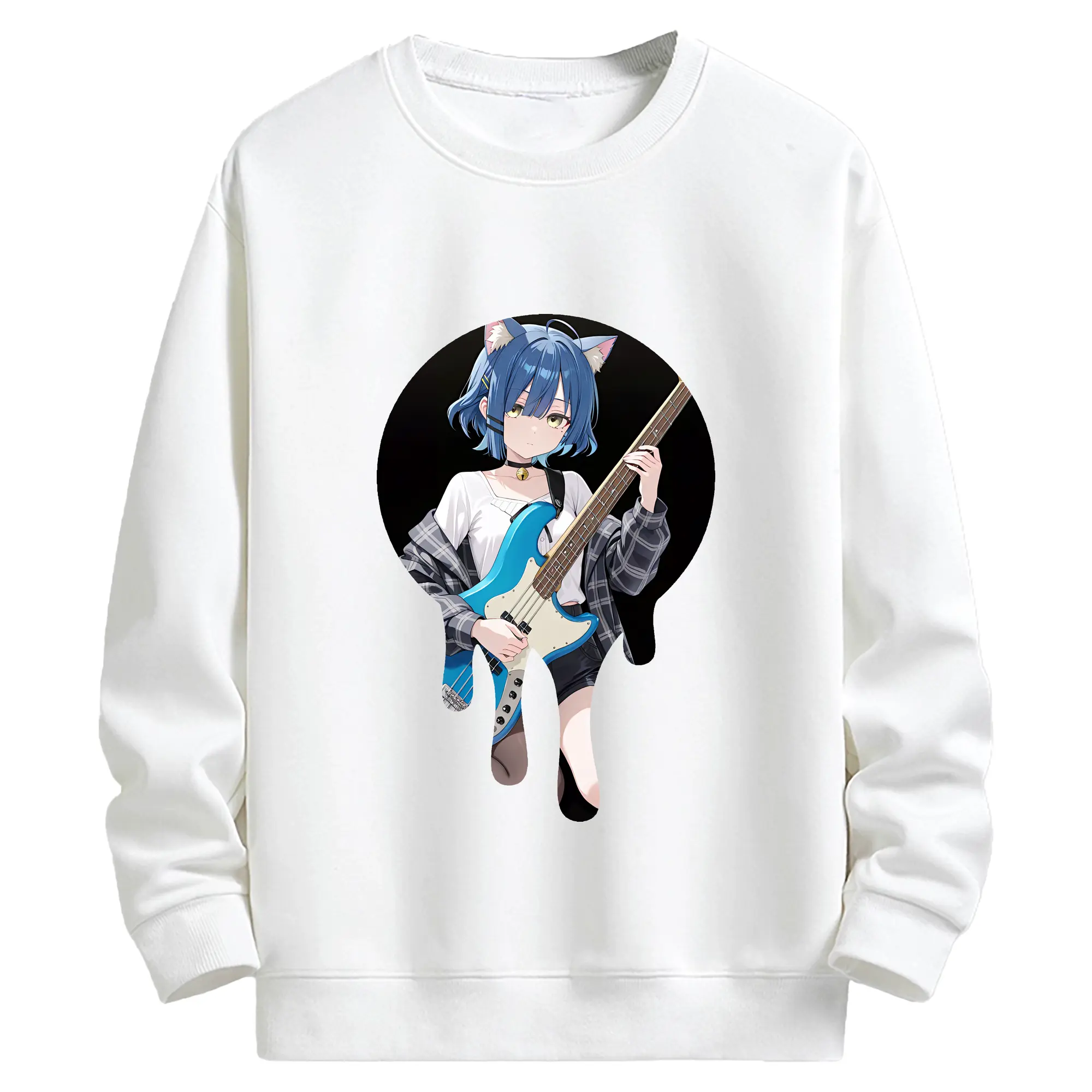 ぼっちざろっく！ グッズ,山田リョウ - キッズ クルーネックスウェットシャツ ・ フロントプリント ・ 綿80％ ポリエステル20％ ・ 快適 通学 スポーツ 日常使い お散歩用