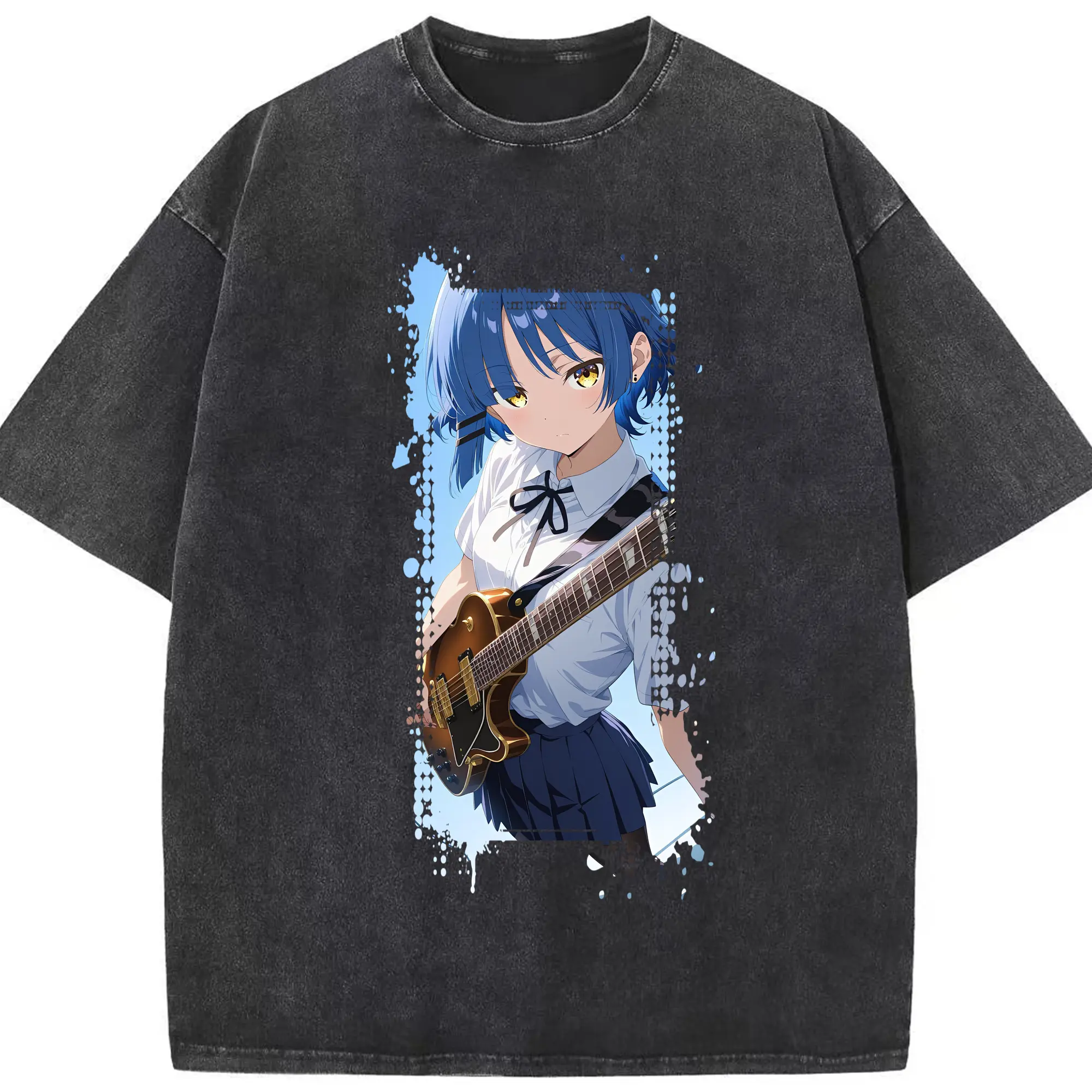 ぼっちざろっく！ グッズ,山田リョウ - 綿100％ ヴィンテージ風 半袖Tシャツ ・ フロントプリント ・ 柔らか肌触り ・ 通気性 快適 ・ スポーツ カジュアル 外出用