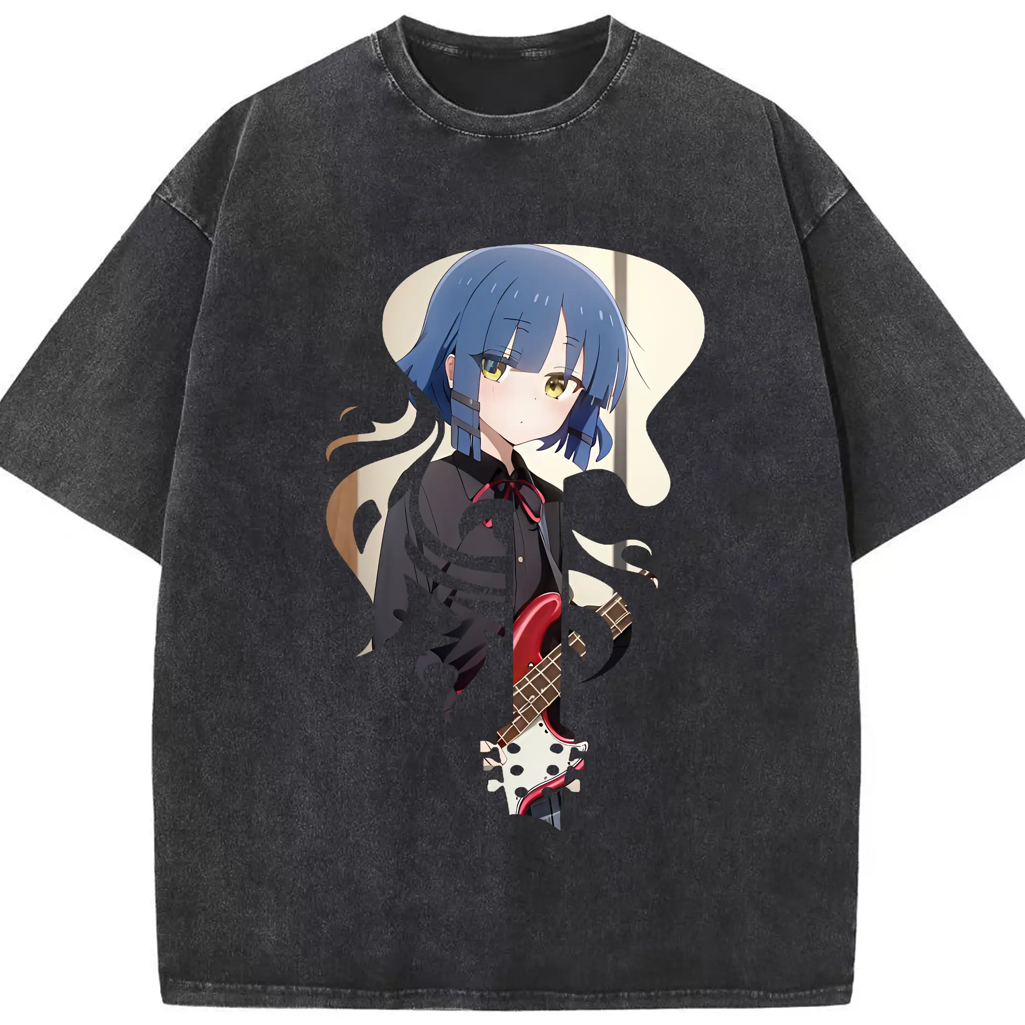 ぼっちざろっく！ グッズ,山田リョウ - 綿100％ ヴィンテージ風 半袖Tシャツ ・ フロントプリント ・ 柔らか肌触り ・ 通気性 快適 ・ スポーツ カジュアル 外出用