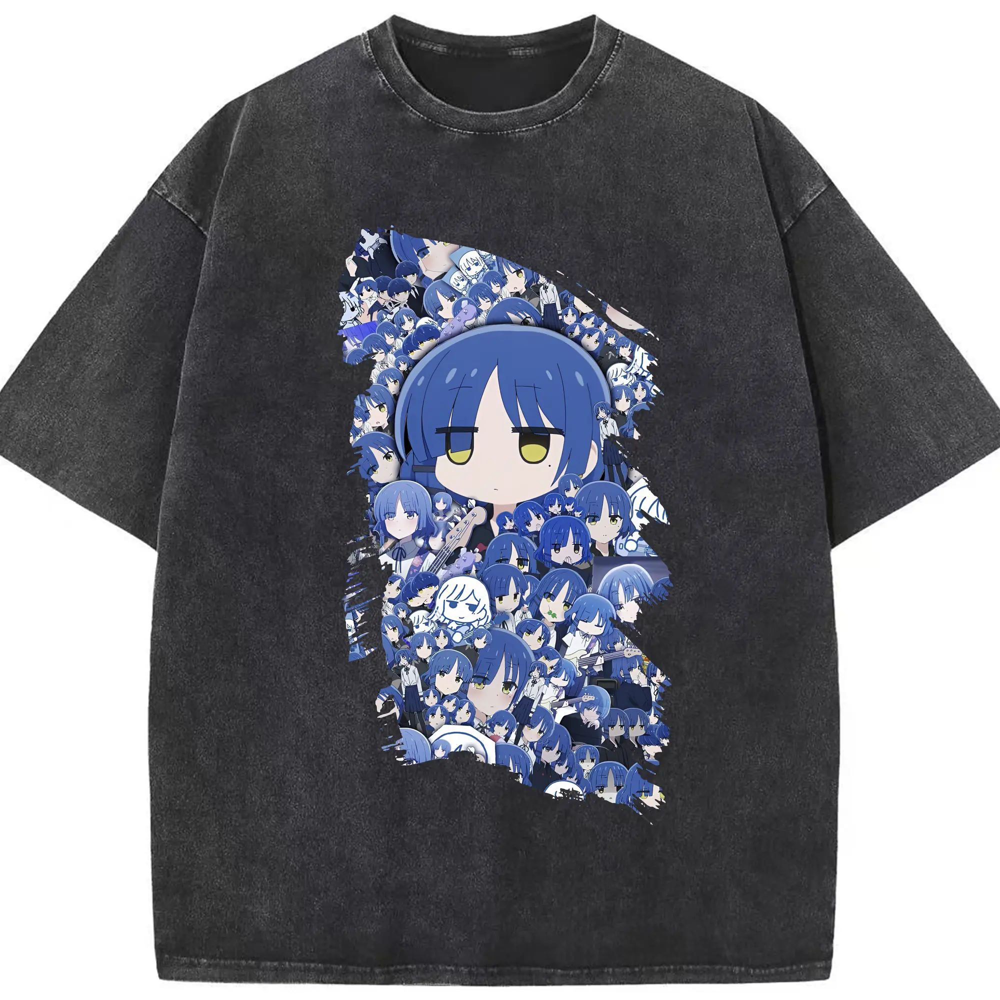 ぼっちざろっく！ グッズ,山田リョウ - 綿100％ ヴィンテージ風 半袖Tシャツ ・ フロントプリント ・ 柔らか肌触り ・ 通気性 快適 ・ スポーツ カジュアル 外出用