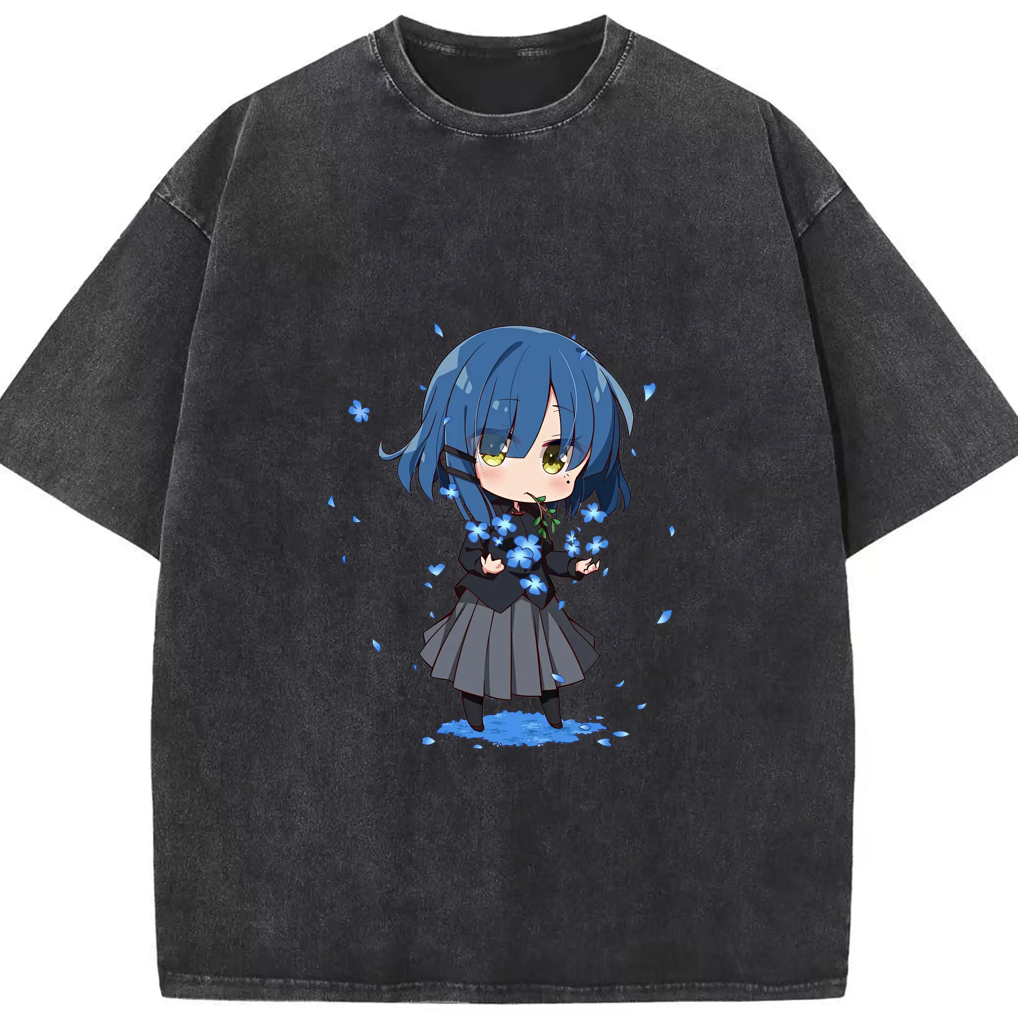 ぼっちざろっく！ グッズ,山田リョウ - 綿100％ ヴィンテージ風 半袖Tシャツ ・ フロントプリント ・ 柔らか肌触り ・ 通気性 快適 ・ スポーツ カジュアル 外出用