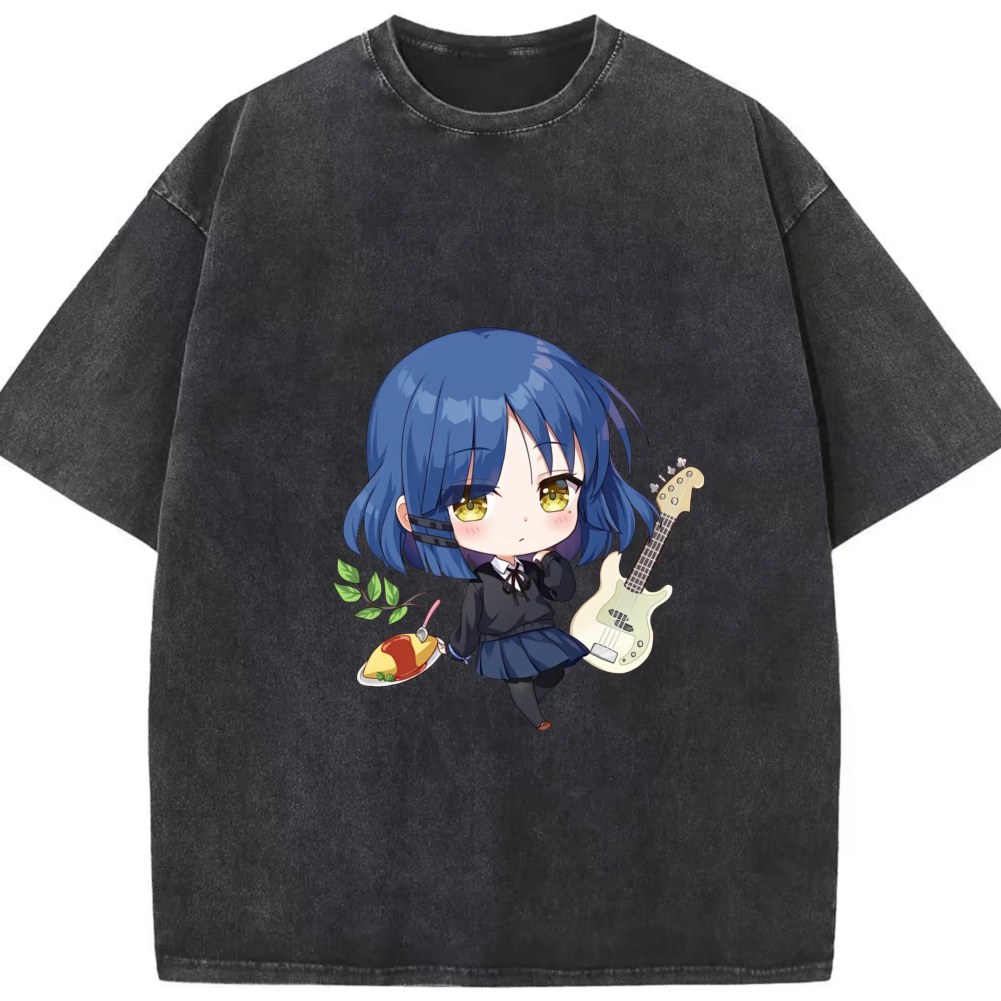 ぼっちざろっく！ グッズ,山田リョウ - 綿100％ ヴィンテージ風 半袖Tシャツ ・ フロントプリント ・ 柔らか肌触り ・ 通気性 快適 ・ スポーツ カジュアル 外出用