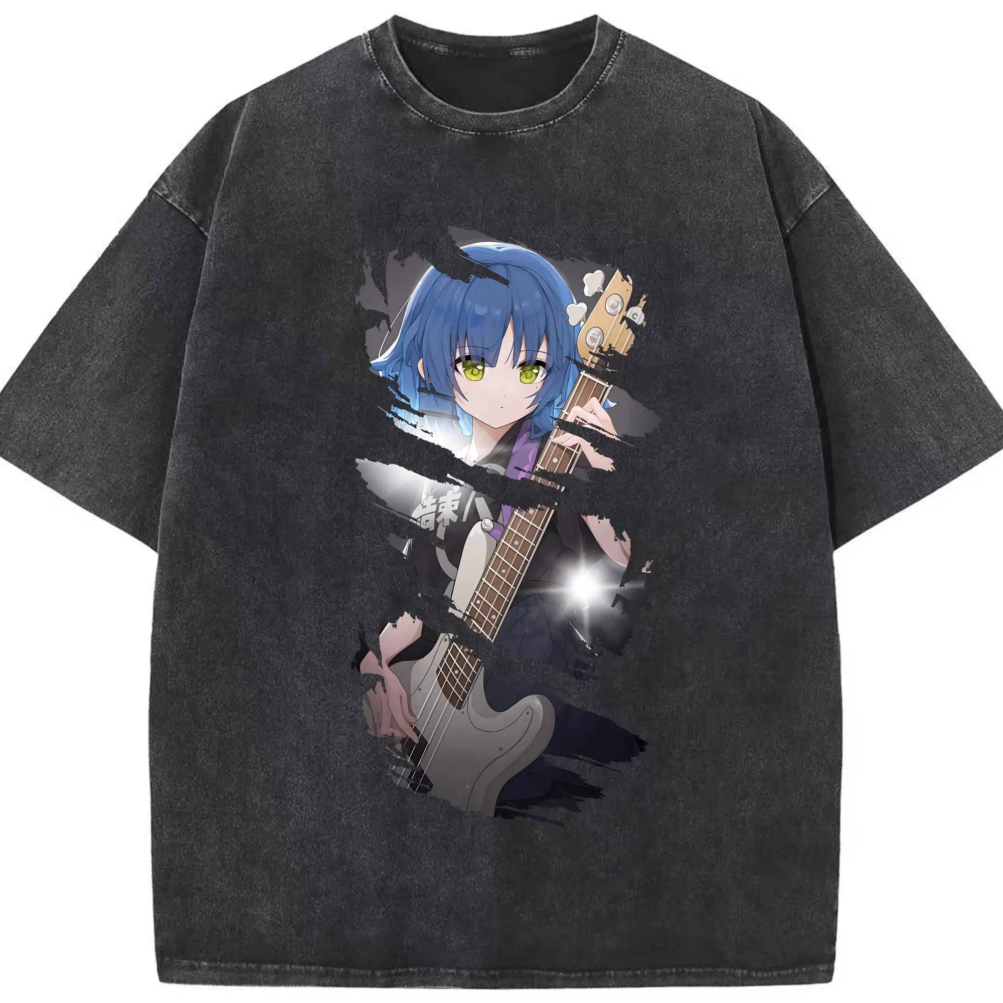 ぼっちざろっく！ グッズ,山田リョウ - 綿100％ ヴィンテージ風 半袖Tシャツ ・ フロントプリント ・ 柔らか肌触り ・ 通気性 快適 ・ スポーツ カジュアル 外出用