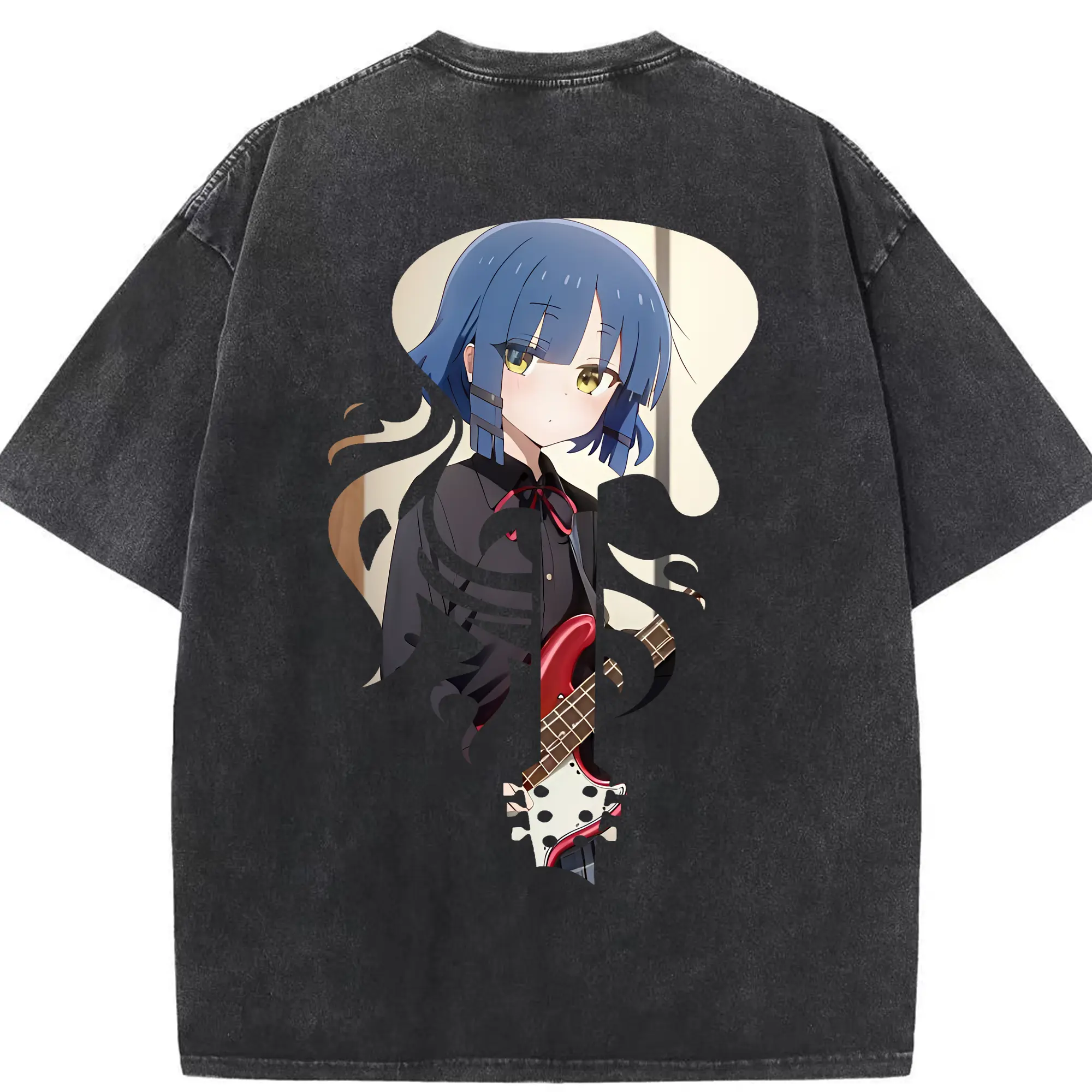 ぼっちざろっく！ グッズ,山田リョウ - 綿100％ ヴィンテージ風 半袖Tシャツ ・ 背面プリント ・ 柔らか肌触り ・ 通気性 快適 ・ スポーツ カジュアル 外出用