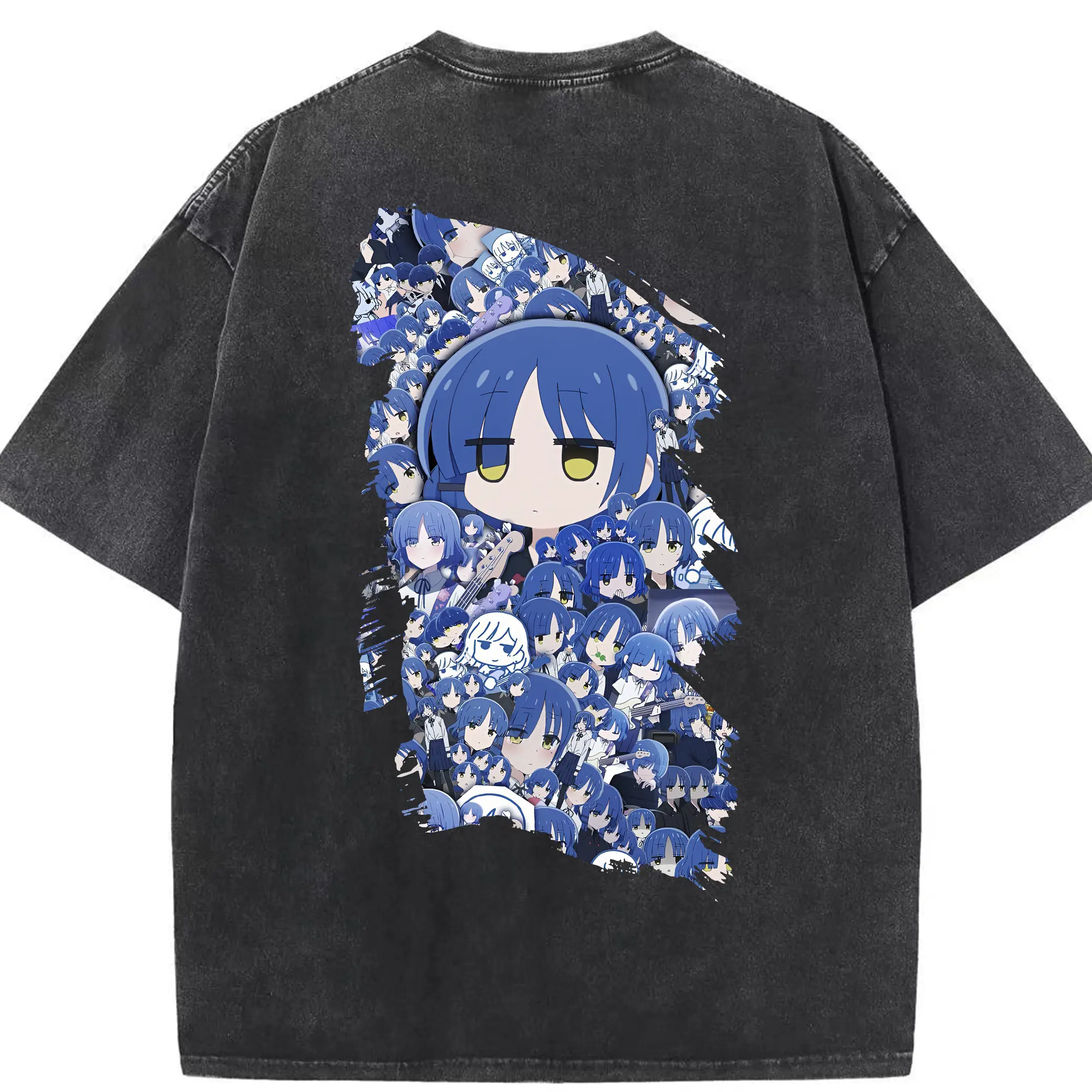 ぼっちざろっく！ グッズ,山田リョウ - 綿100％ ヴィンテージ風 半袖Tシャツ ・ 背面プリント ・ 柔らか肌触り ・ 通気性 快適 ・ スポーツ カジュアル 外出用