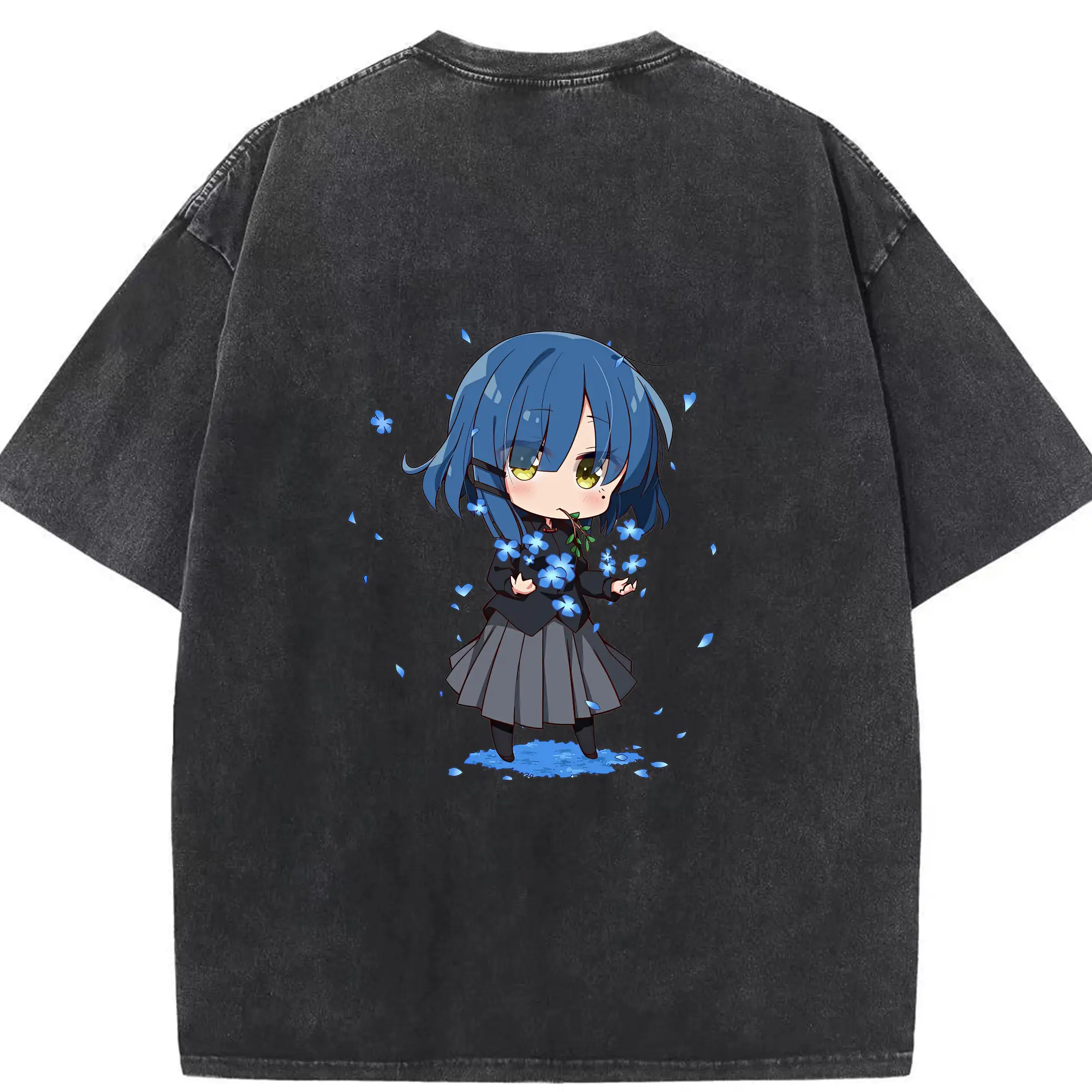 ぼっちざろっく！ グッズ,山田リョウ - 綿100％ ヴィンテージ風 半袖Tシャツ ・ 背面プリント ・ 柔らか肌触り ・ 通気性 快適 ・ スポーツ カジュアル 外出用