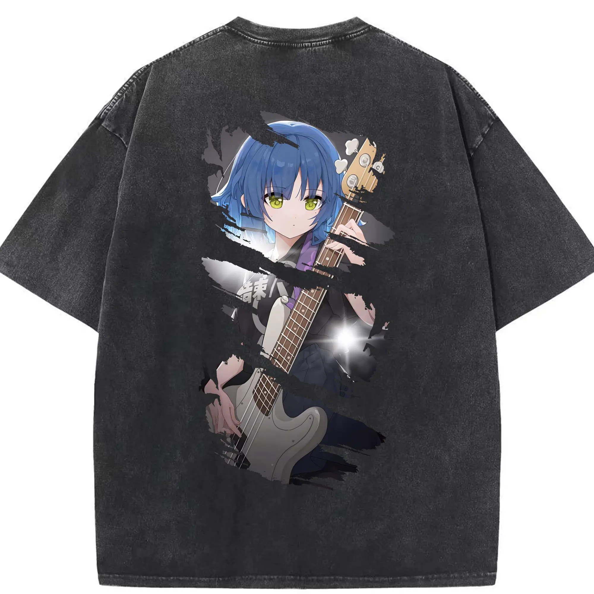 ぼっちざろっく！ グッズ,山田リョウ - 綿100％ ヴィンテージ風 半袖Tシャツ ・ 背面プリント ・ 柔らか肌触り ・ 通気性 快適 ・ スポーツ カジュアル 外出用