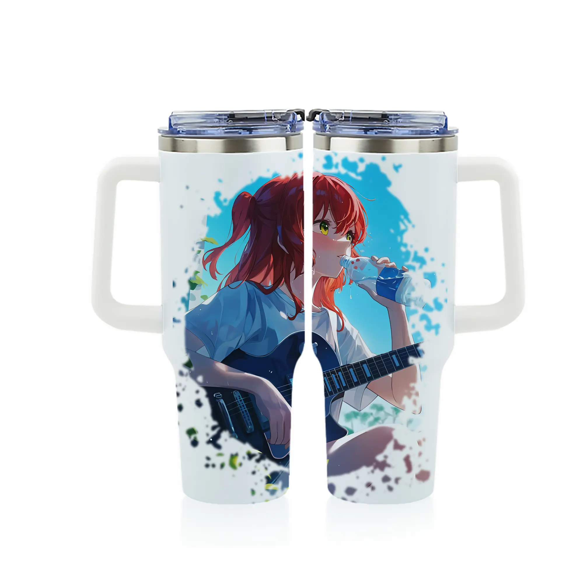 ぼっちざろっく！ グッズ,喜多郁代 - 1200mL フルプリント車用タンブラー ・ 304ステンレス 内側 ・ 201ステンレス 外側 ・ 保温 保冷 ・ 通勤 ドライブ アウトドア用