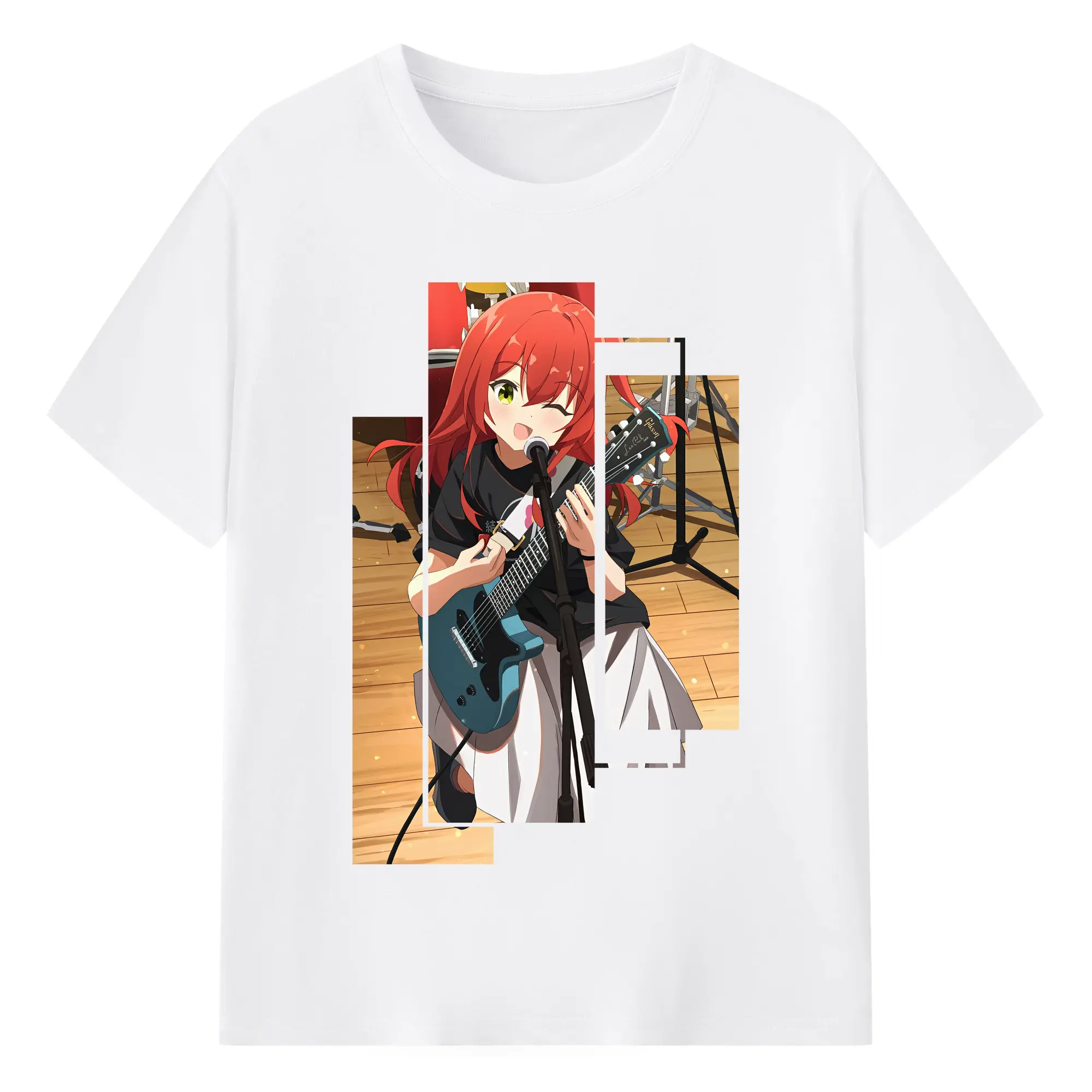 ぼっちざろっく！ グッズ,喜多郁代 - 綿100％ 半袖Tシャツ ・ フロントプリント ・ 快適 通気性 ・ 日常使い 散歩 スポーツ用