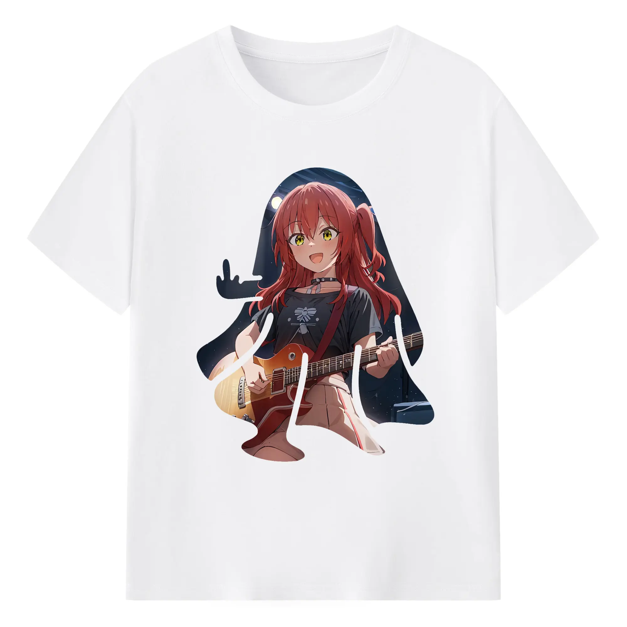 ぼっちざろっく！ グッズ,喜多郁代 - 綿100％ 半袖Tシャツ ・ フロントプリント ・ 快適 通気性 ・ 日常使い 散歩 スポーツ用