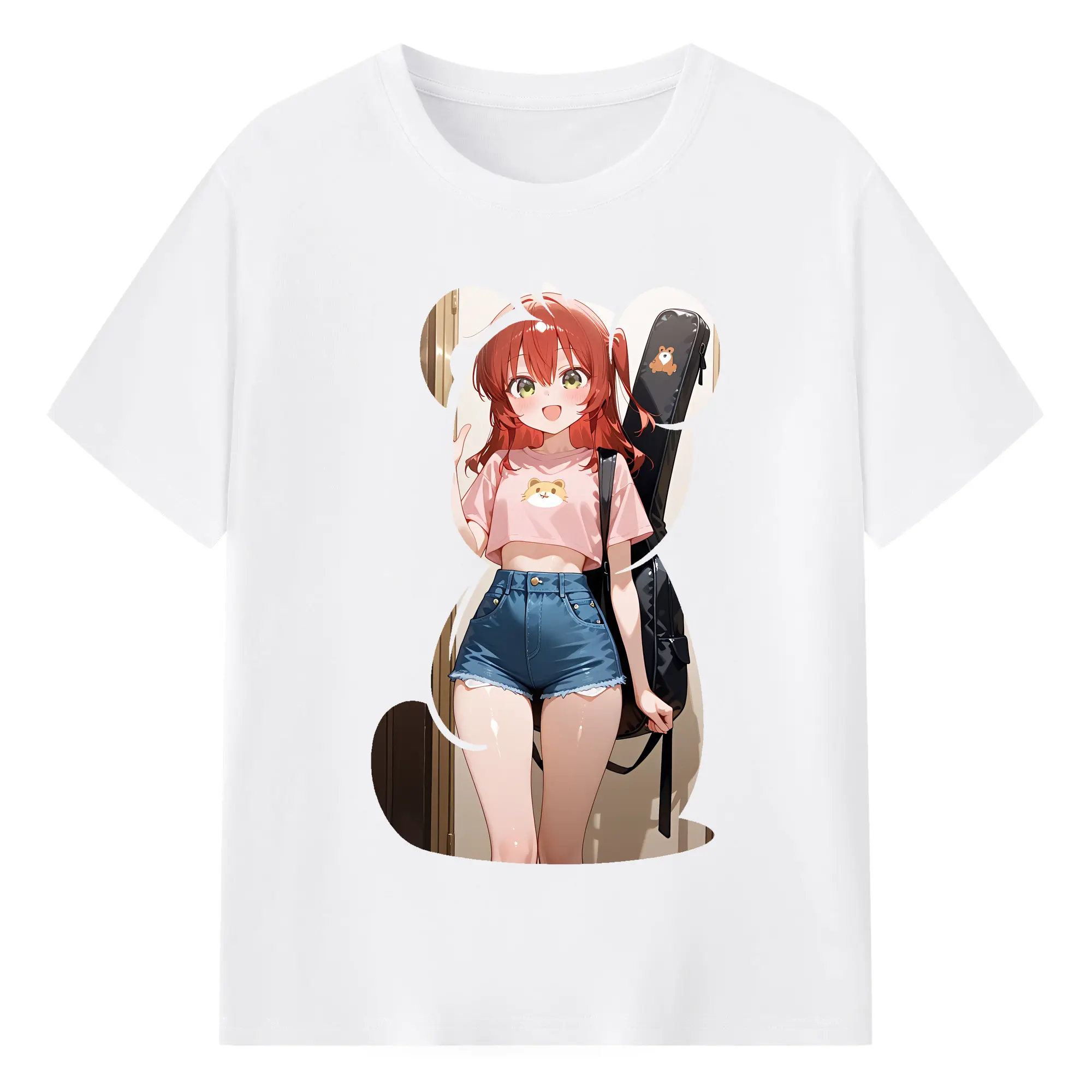 ぼっちざろっく！ グッズ,喜多郁代 - 綿100％ 半袖Tシャツ ・ フロントプリント ・ 快適 通気性 ・ 日常使い 散歩 スポーツ用