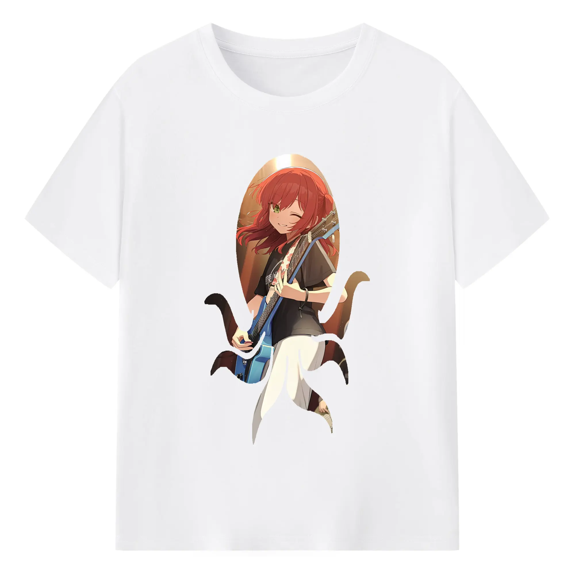 ぼっちざろっく！ グッズ,喜多郁代 - 綿100％ 半袖Tシャツ ・ フロントプリント ・ 快適 通気性 ・ 日常使い 散歩 スポーツ用