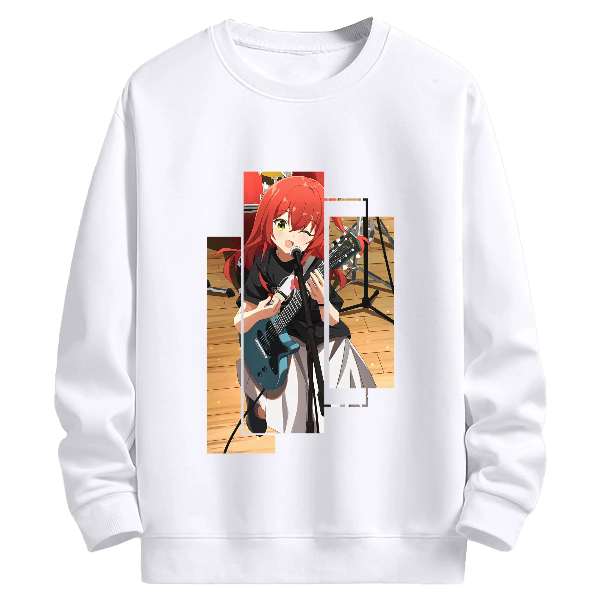 ぼっちざろっく！ グッズ,喜多郁代 - 高品質 クルーネック スウェット ・ コットン59％ ポリエステル41％ ・ ユニセックス 長袖 トレーナー ・ カジュアル デイリー スポーツ 散歩用