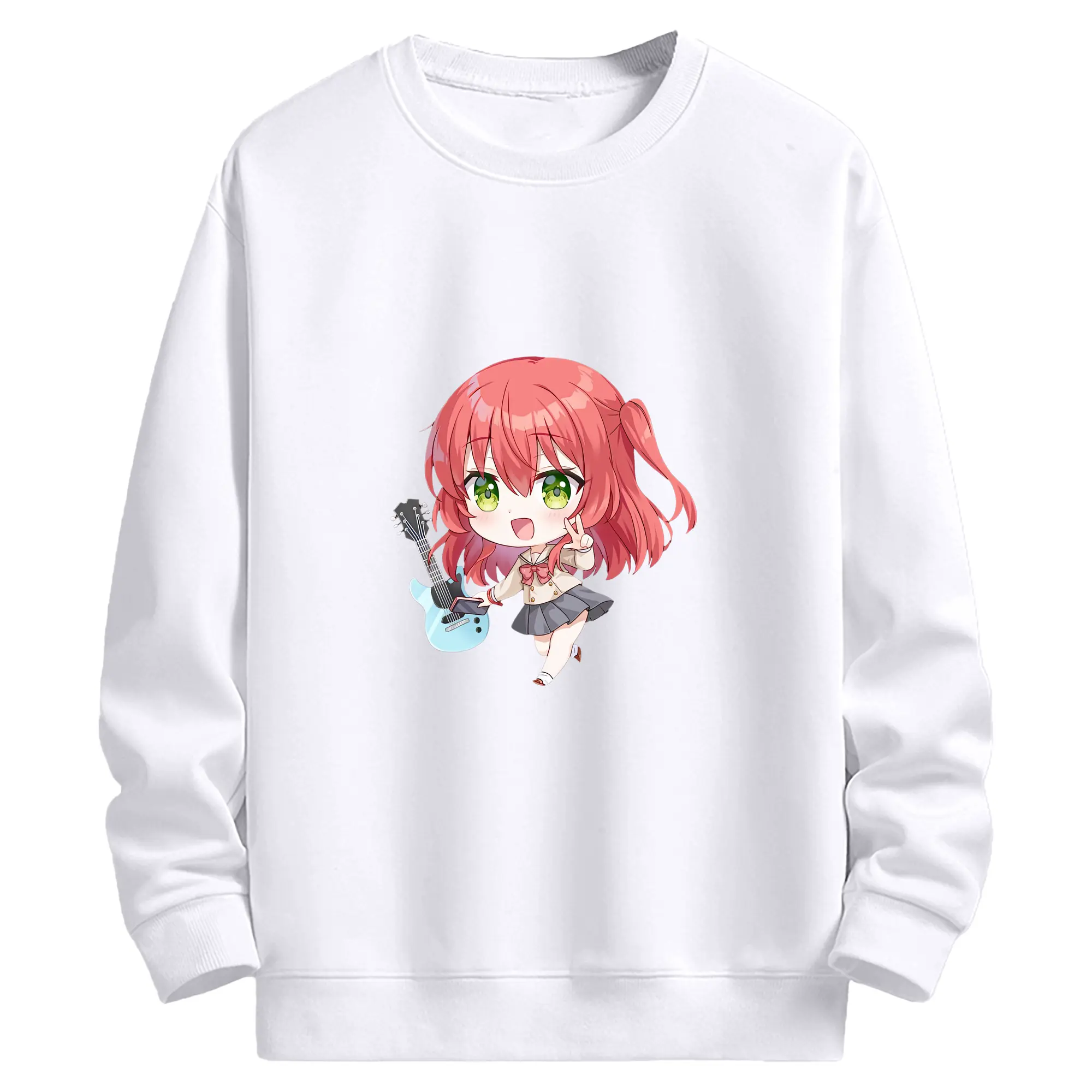 ぼっちざろっく！ グッズ,喜多郁代 - 高品質 クルーネック スウェット ・ コットン59％ ポリエステル41％ ・ ユニセックス 長袖 トレーナー ・ カジュアル デイリー スポーツ 散歩用