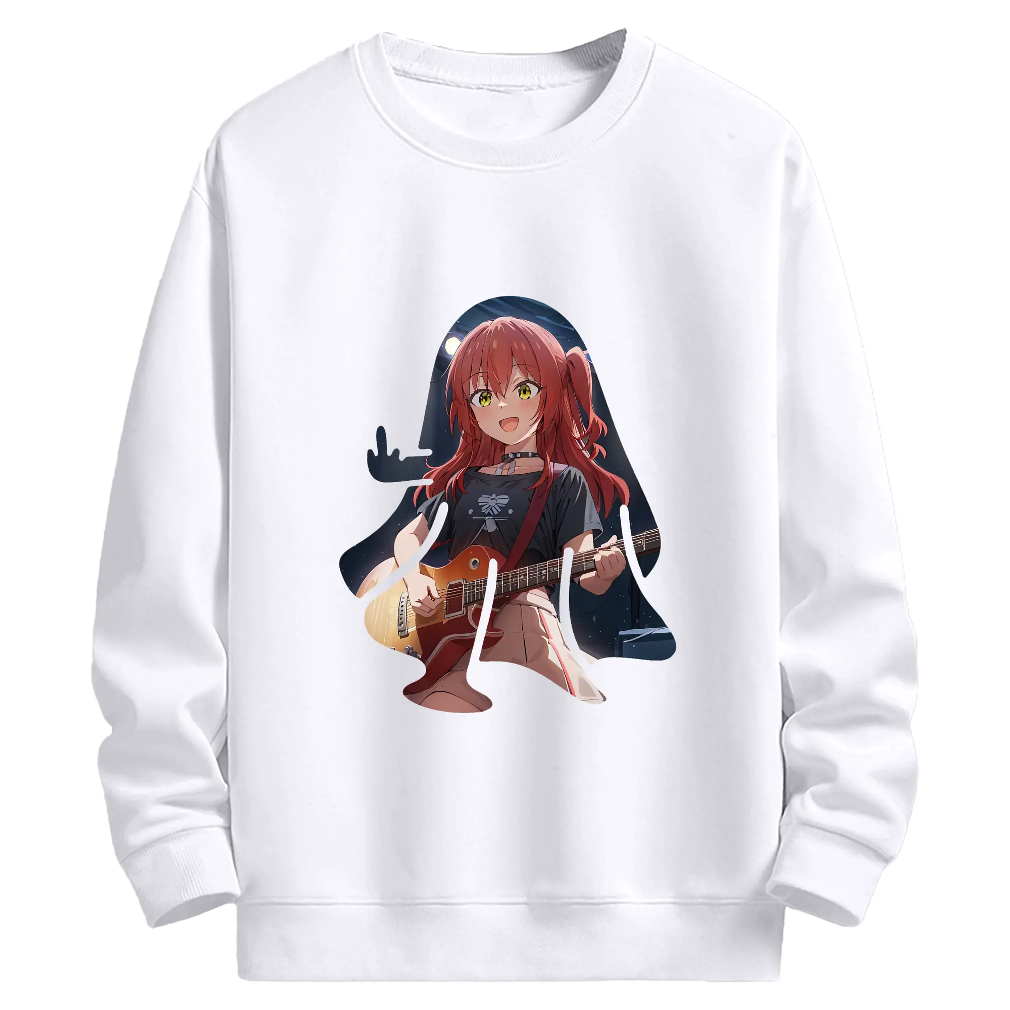 ぼっちざろっく！ グッズ,喜多郁代 - 高品質 クルーネック スウェット ・ コットン59％ ポリエステル41％ ・ ユニセックス 長袖 トレーナー ・ カジュアル デイリー スポーツ 散歩用