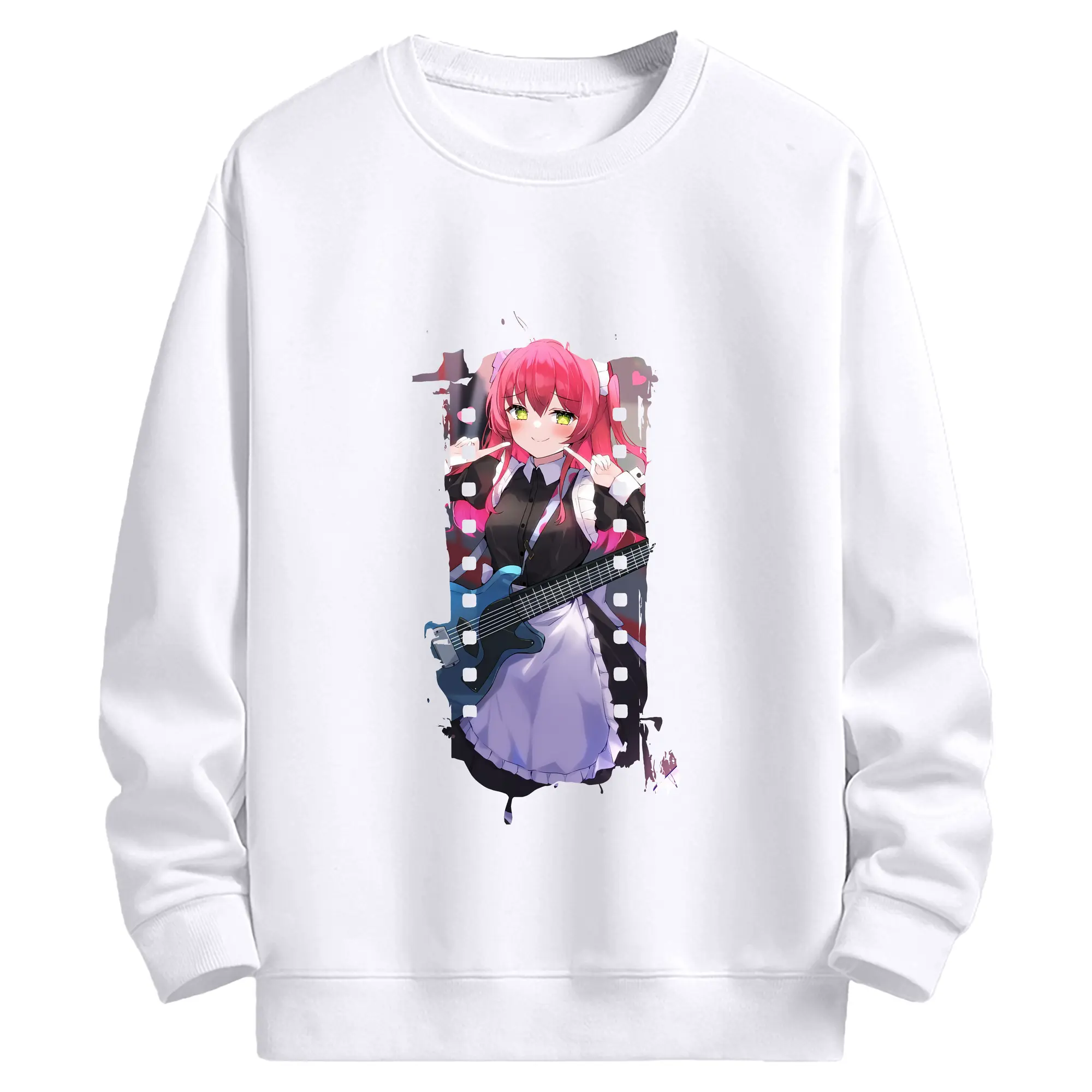 ぼっちざろっく！ グッズ,喜多郁代 - 高品質 クルーネック スウェット ・ コットン59％ ポリエステル41％ ・ ユニセックス 長袖 トレーナー ・ カジュアル デイリー スポーツ 散歩用