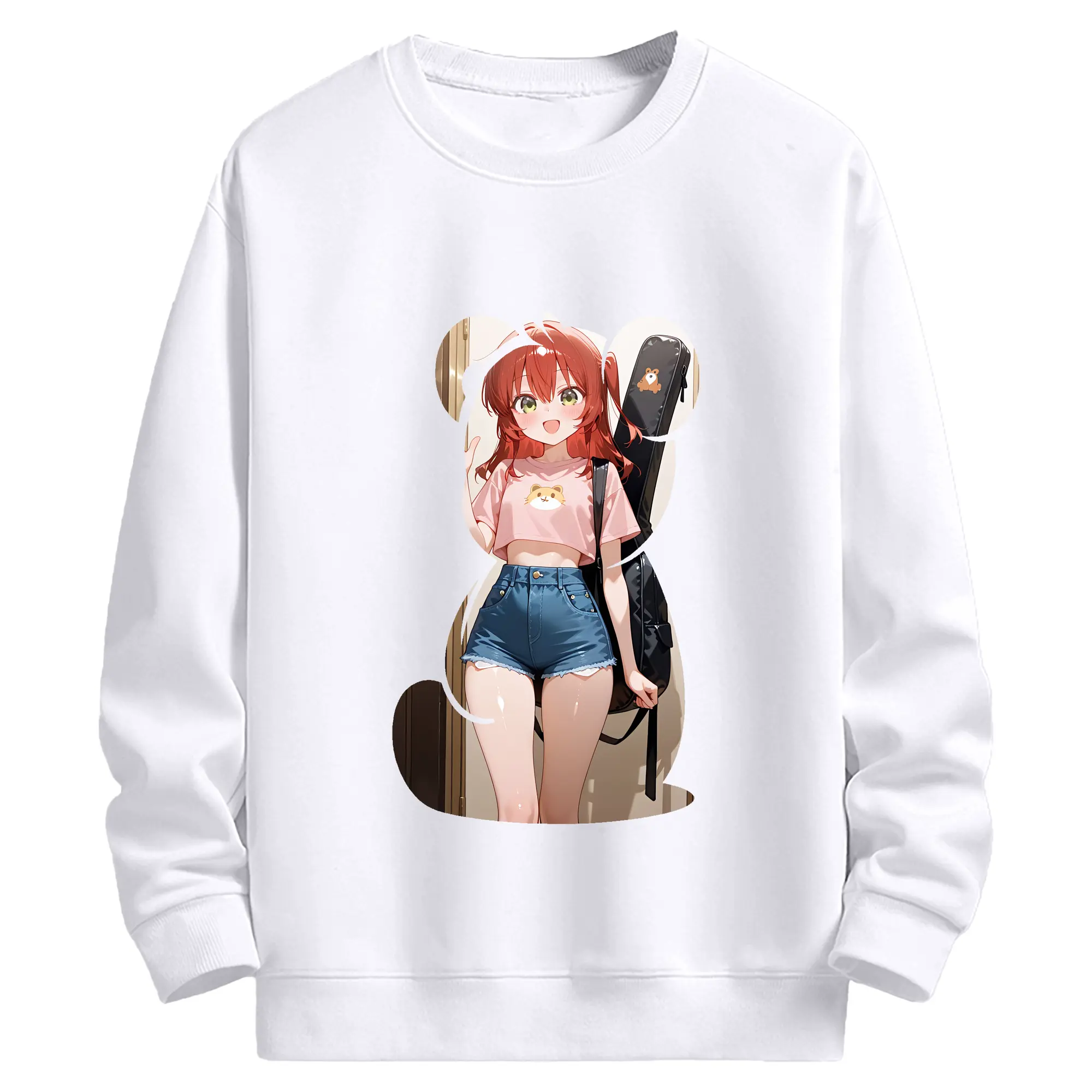 ぼっちざろっく！ グッズ,喜多郁代 - 高品質 クルーネック スウェット ・ コットン59％ ポリエステル41％ ・ ユニセックス 長袖 トレーナー ・ カジュアル デイリー スポーツ 散歩用