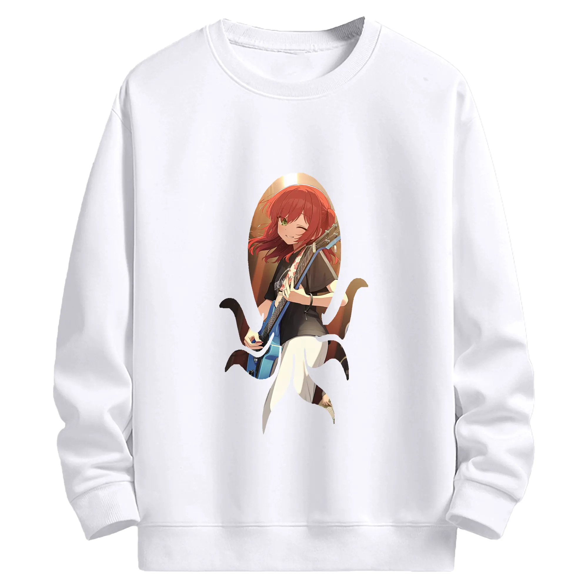 ぼっちざろっく！ グッズ,喜多郁代 - 高品質 クルーネック スウェット ・ コットン59％ ポリエステル41％ ・ ユニセックス 長袖 トレーナー ・ カジュアル デイリー スポーツ 散歩用