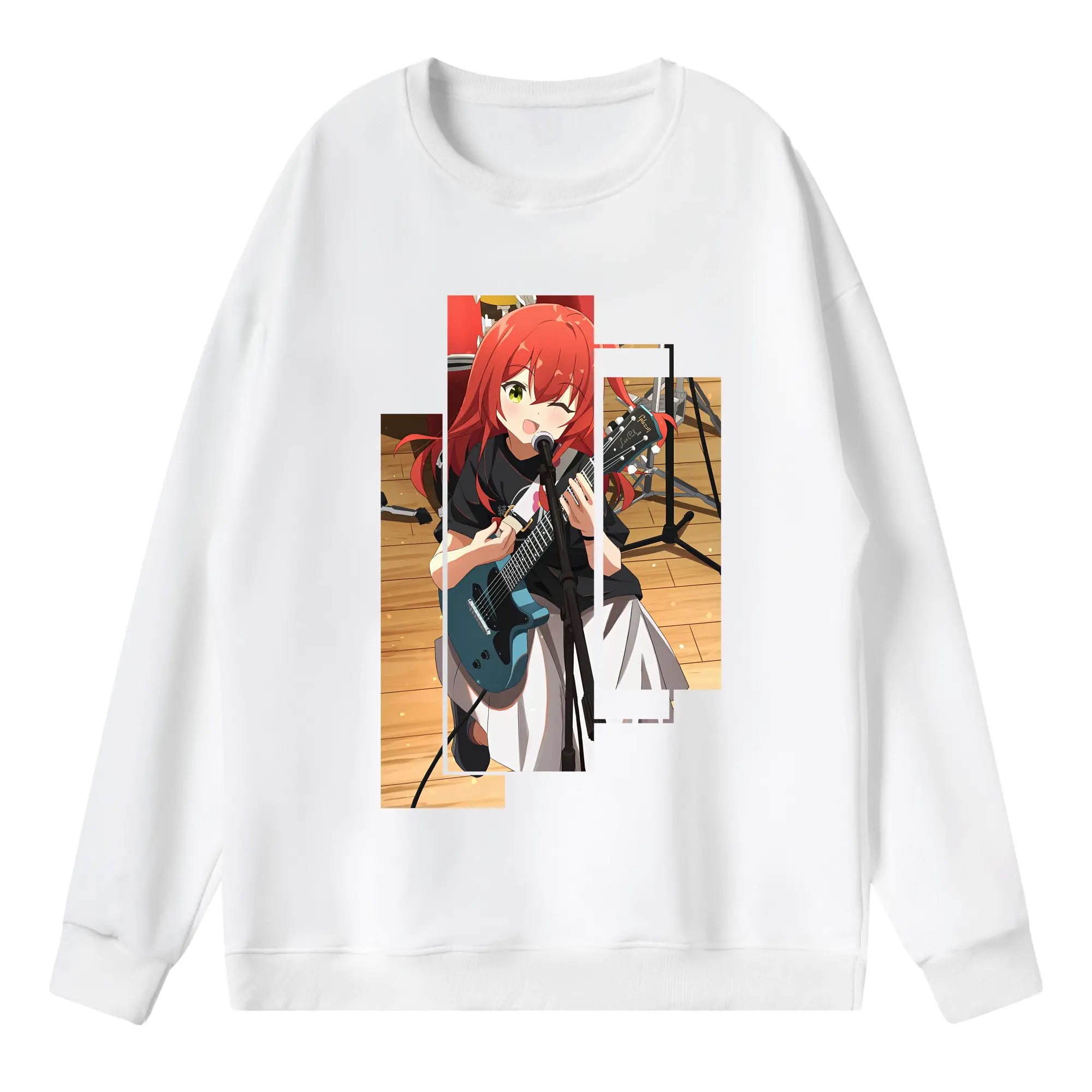 ぼっちざろっく！ グッズ,喜多郁代 - 薄手 クルーネック スウェット 裏毛260g · ポリエステル 春秋向け カジュアル 男女兼用 · トレーナー デイリー スポーツ 散歩に最適