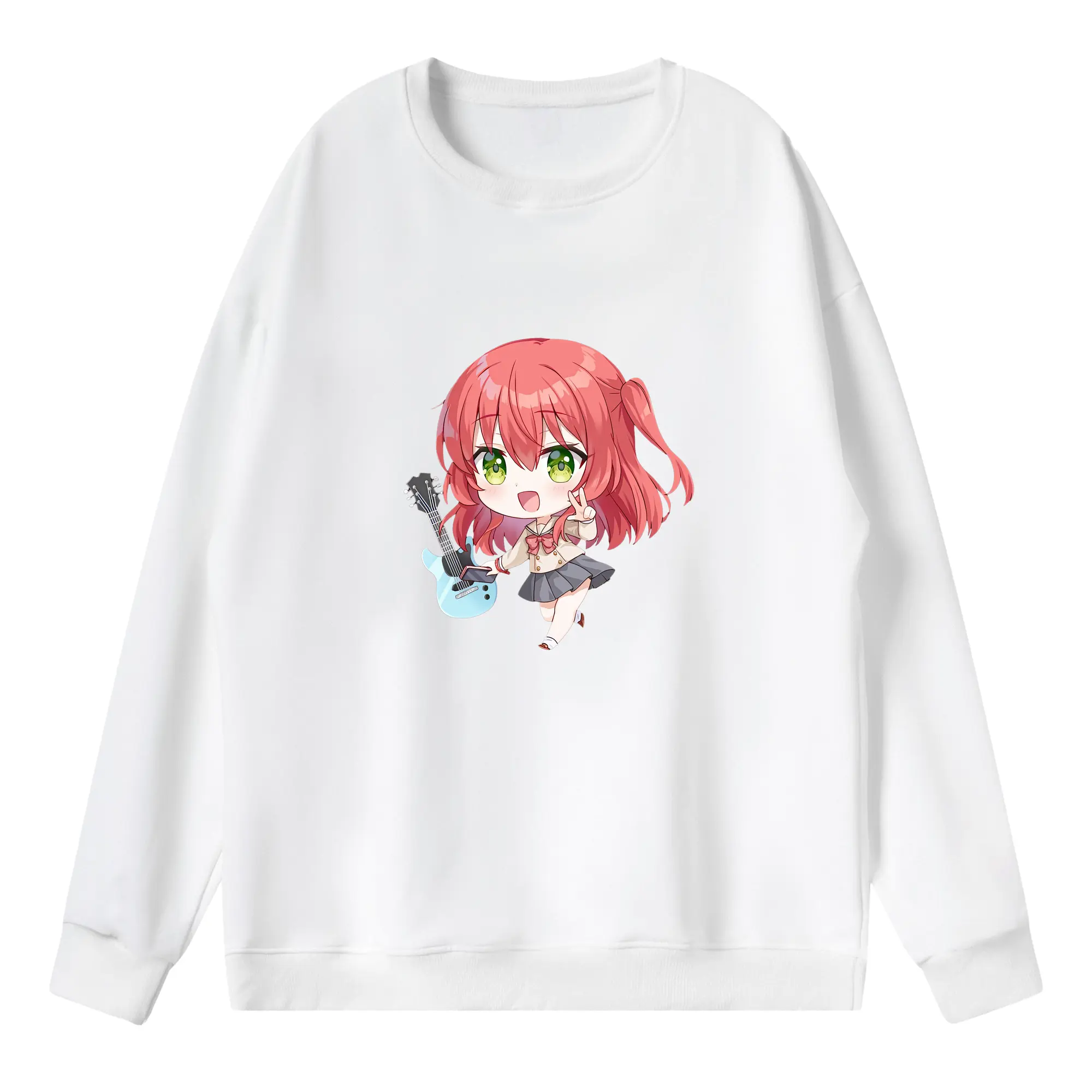 ぼっちざろっく！ グッズ,喜多郁代 - 薄手 クルーネック スウェット 裏毛260g · ポリエステル 春秋向け カジュアル 男女兼用 · トレーナー デイリー スポーツ 散歩に最適