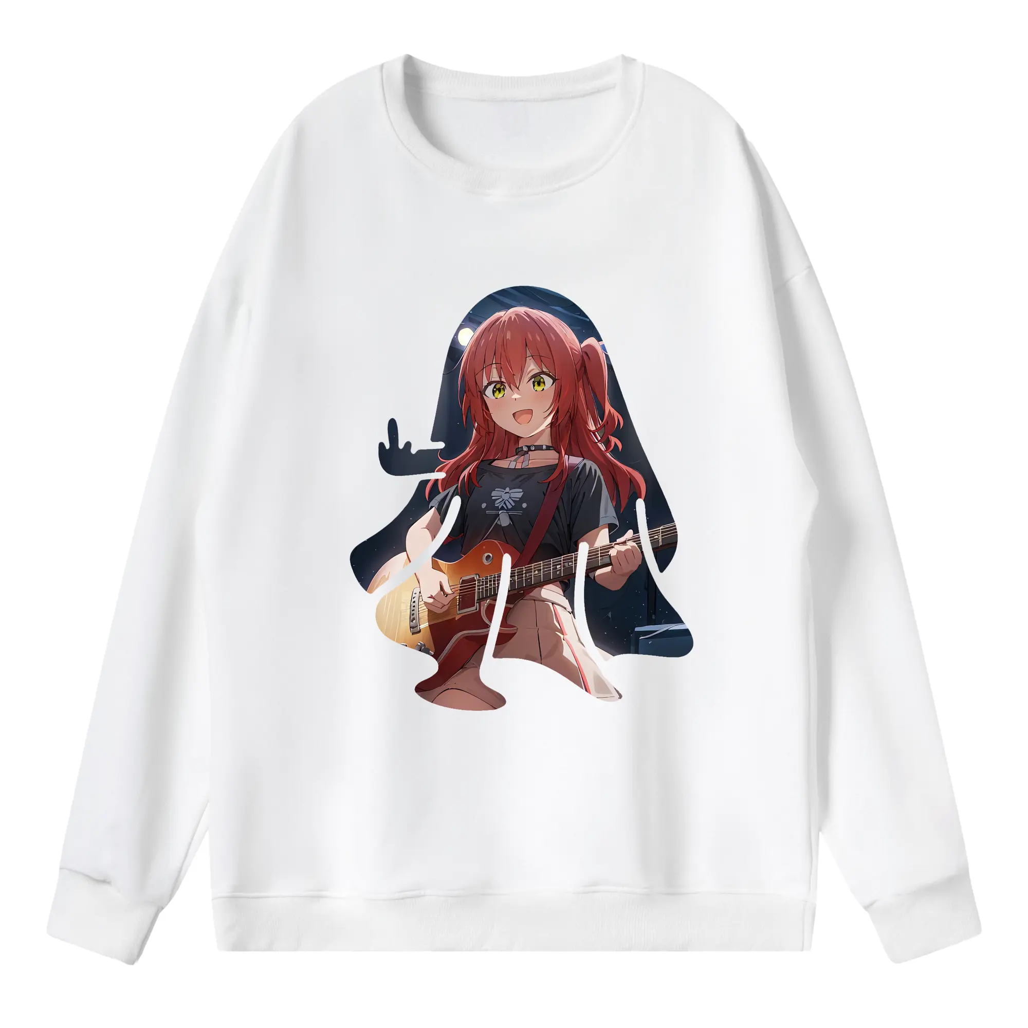 ぼっちざろっく！ グッズ,喜多郁代 - 薄手 クルーネック スウェット 裏毛260g · ポリエステル 春秋向け カジュアル 男女兼用 · トレーナー デイリー スポーツ 散歩に最適