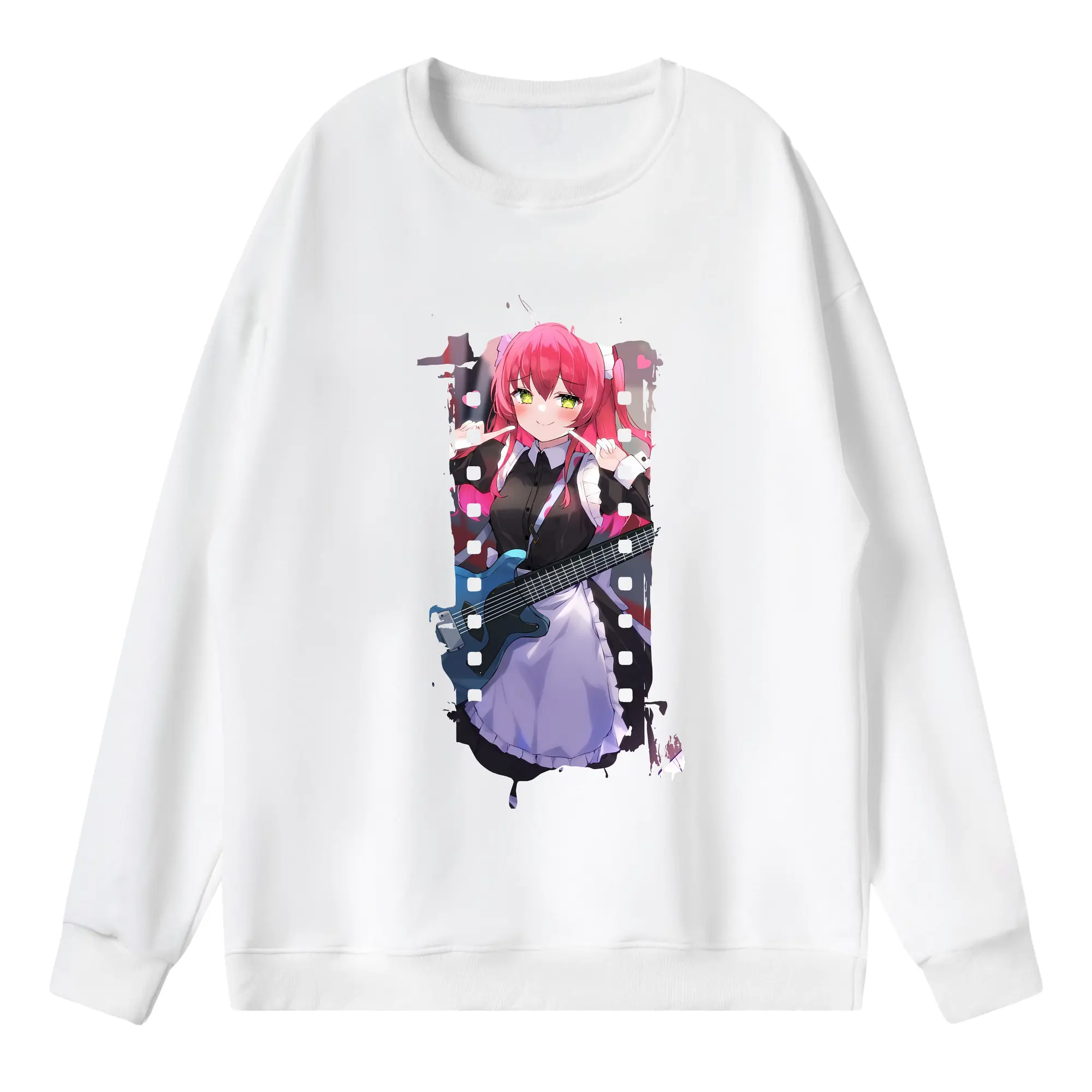 ぼっちざろっく！ グッズ,喜多郁代 - 薄手 クルーネック スウェット 裏毛260g · ポリエステル 春秋向け カジュアル 男女兼用 · トレーナー デイリー スポーツ 散歩に最適