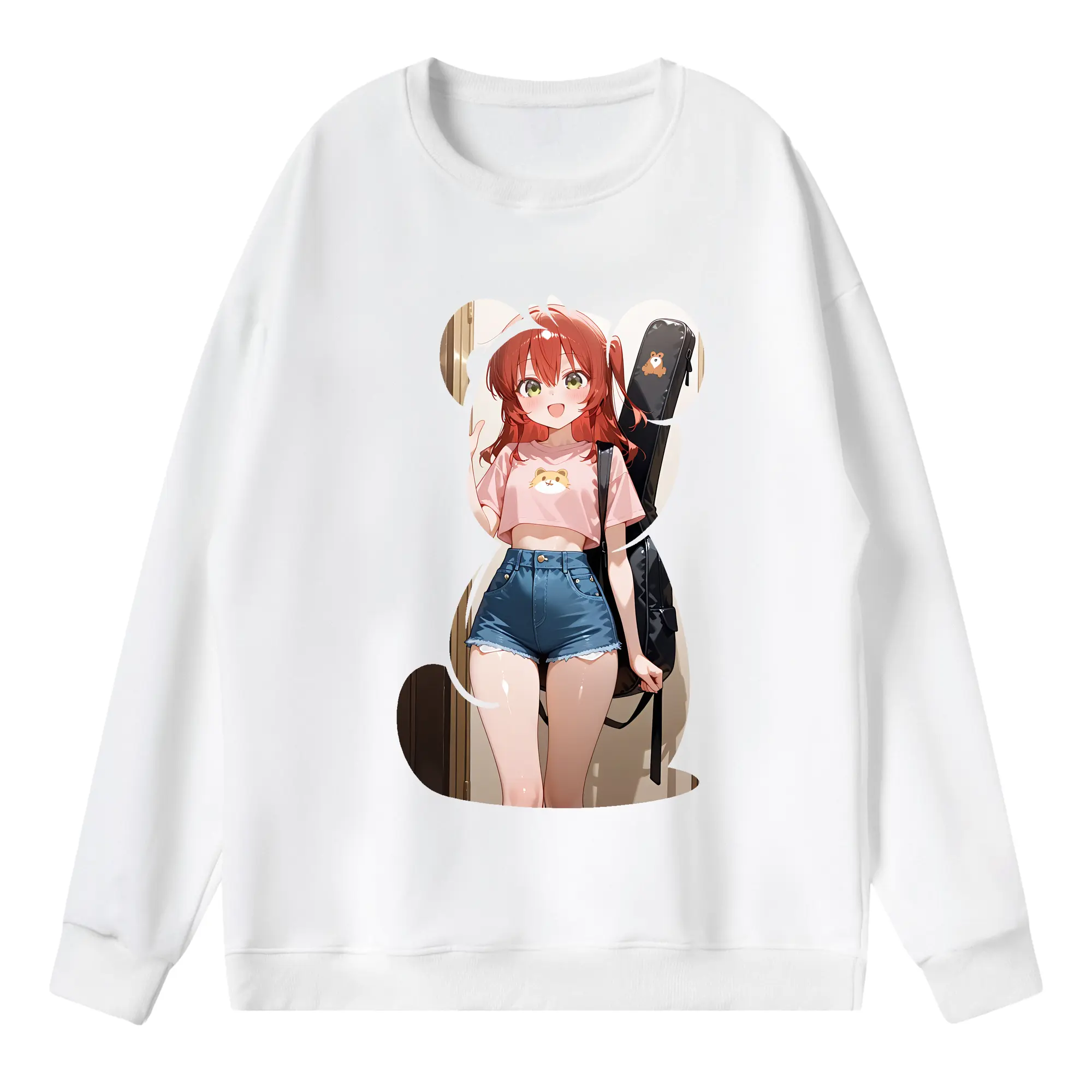 ぼっちざろっく！ グッズ,喜多郁代 - 薄手 クルーネック スウェット 裏毛260g · ポリエステル 春秋向け カジュアル 男女兼用 · トレーナー デイリー スポーツ 散歩に最適